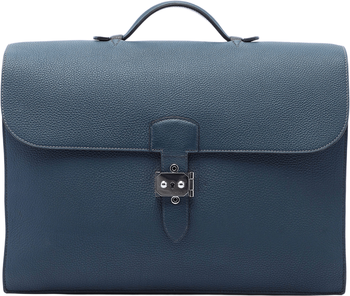 Hermès Togo Casaque Sac A Depeches 38, från Luxclusif, i färgen blå.
