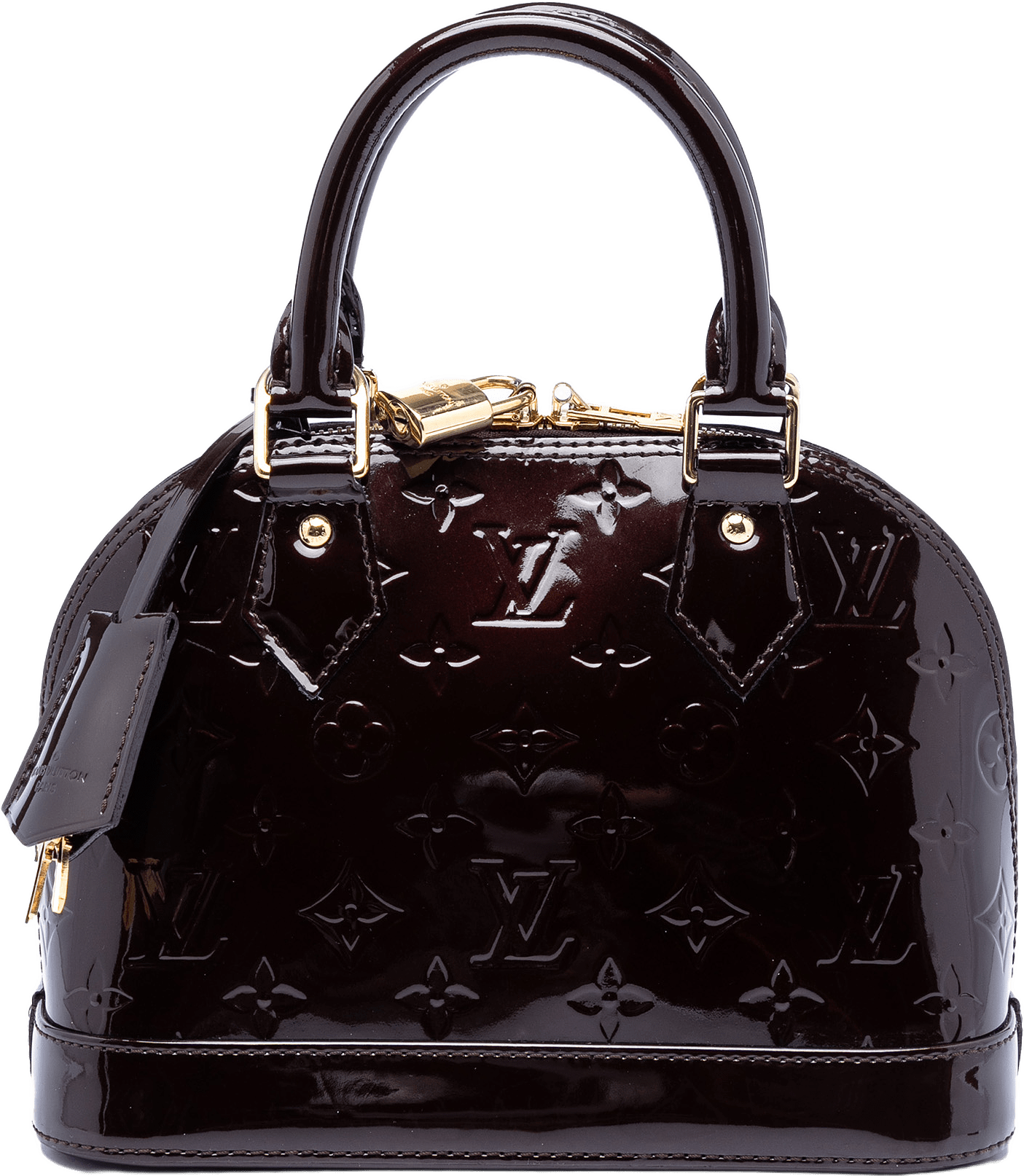 Louis Vuitton Monogram Vernis Alma Bb, från Luxclusif, i färgen purple.