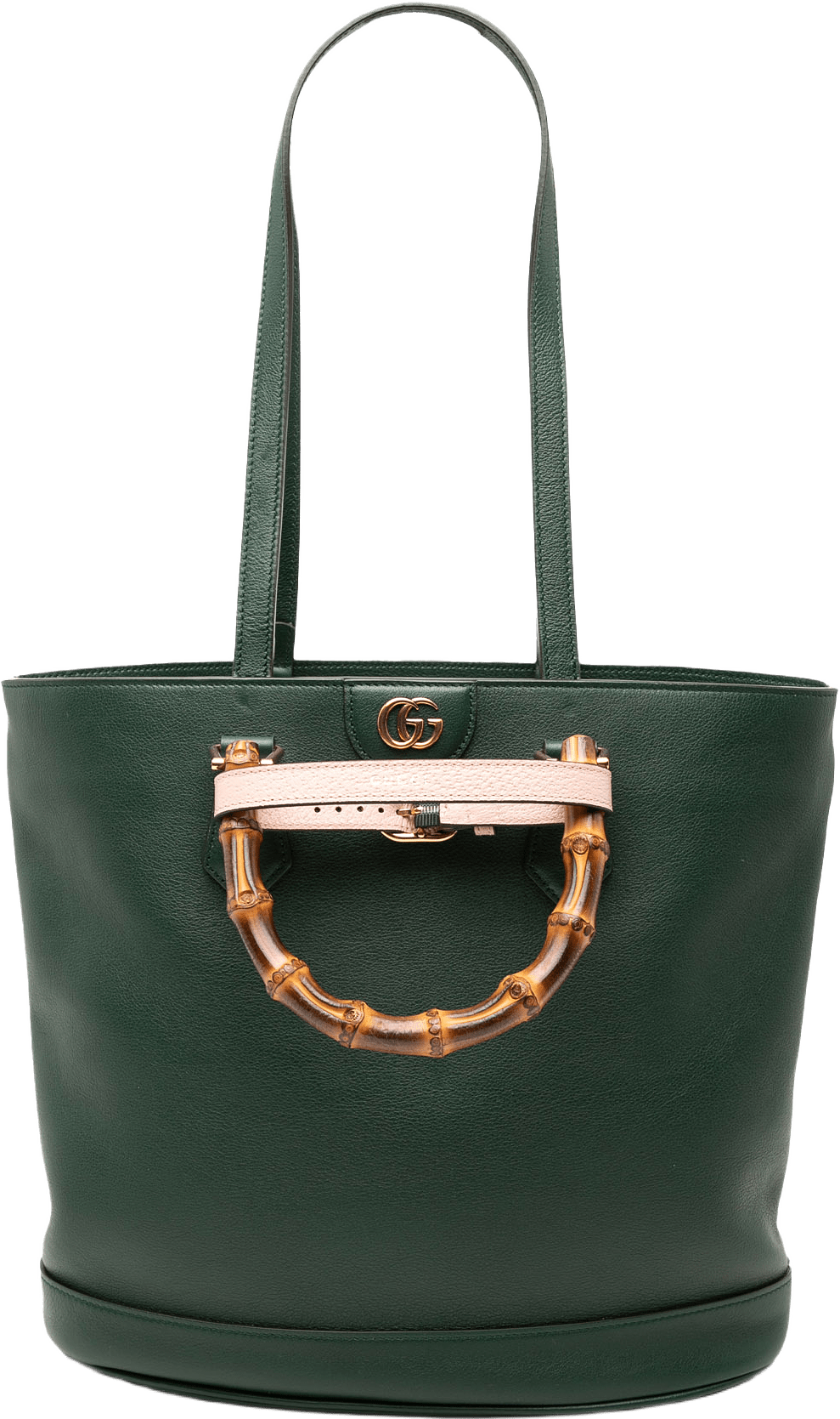 Gucci Medium Calfskin Bamboo Diana Convertible Bucket Bag, från Luxclusif, i färgen green.