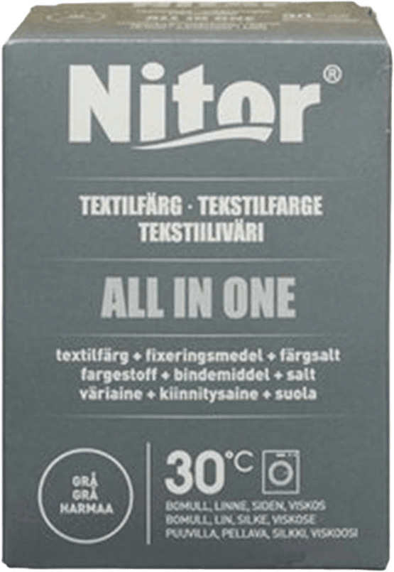 Textilfärg All in One Grå 230 g, från Nitor, i färgen Grå.