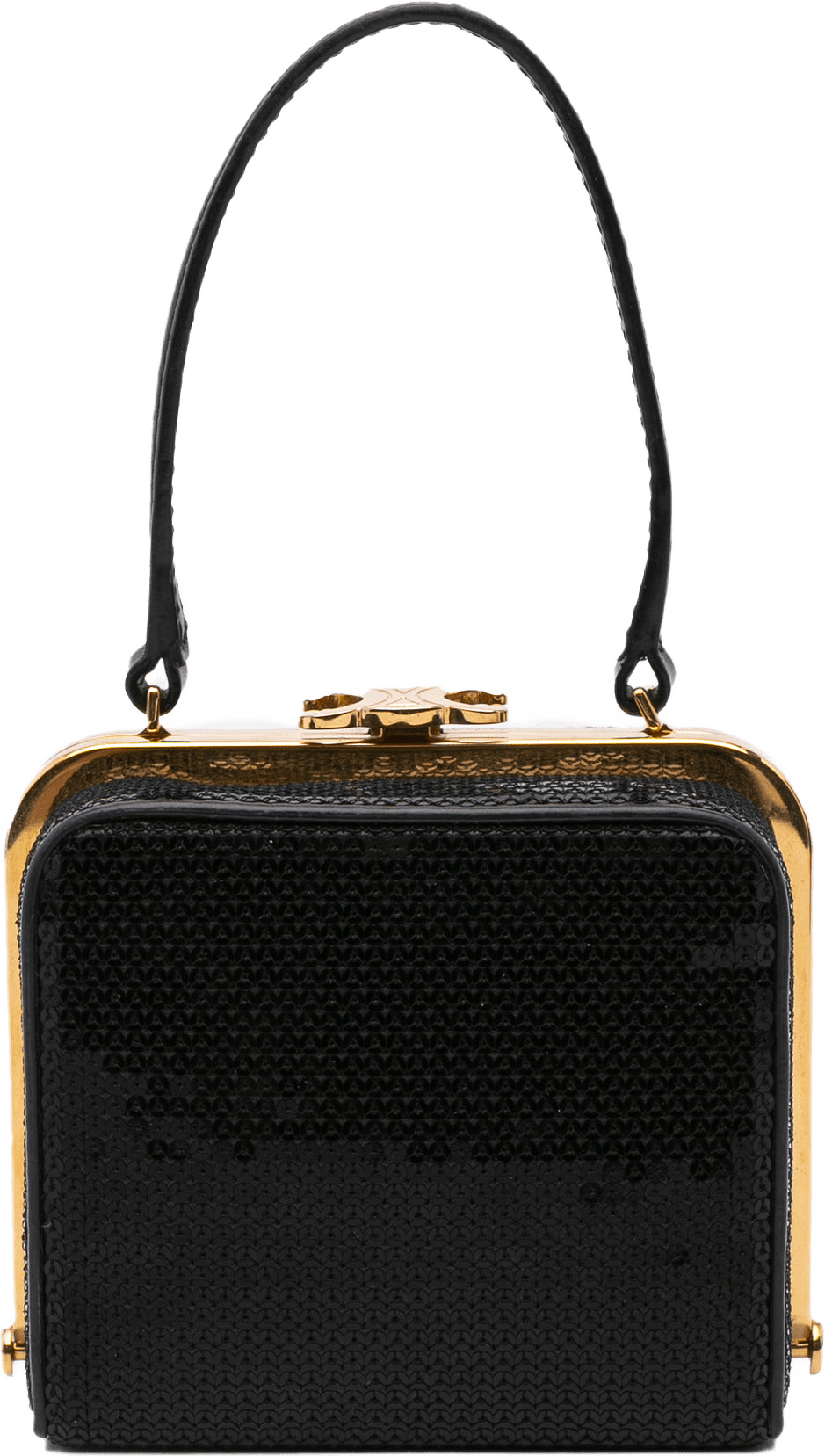 Celine Leather Sequin Triomphe Minaudiere, från Luxclusif, i färgen black.