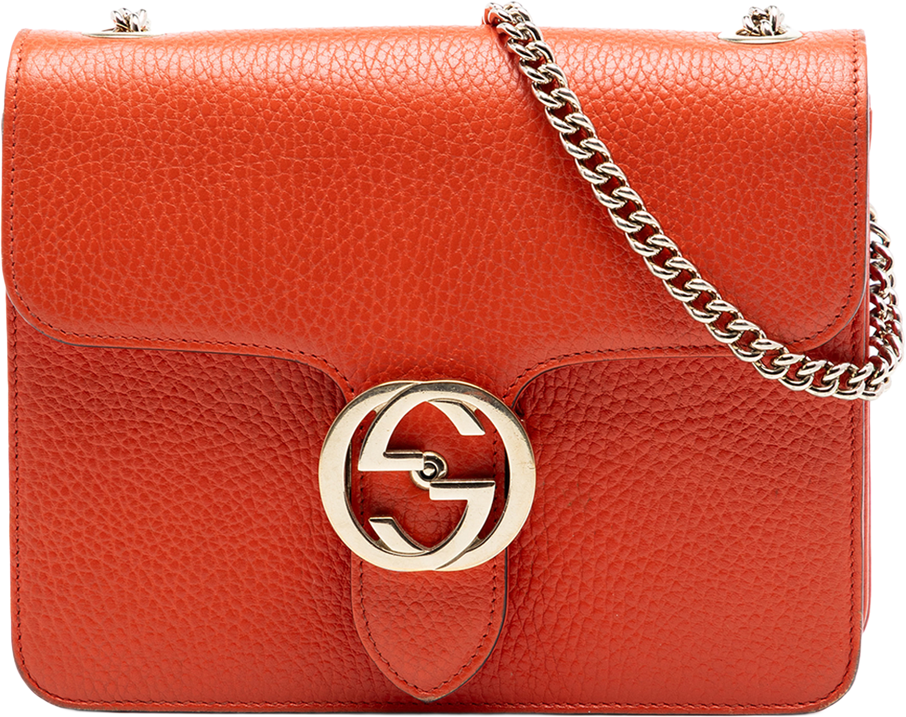 Gucci Small Dollar Calfskin Interlocking G Crossbody, från Luxclusif, i färgen orange.