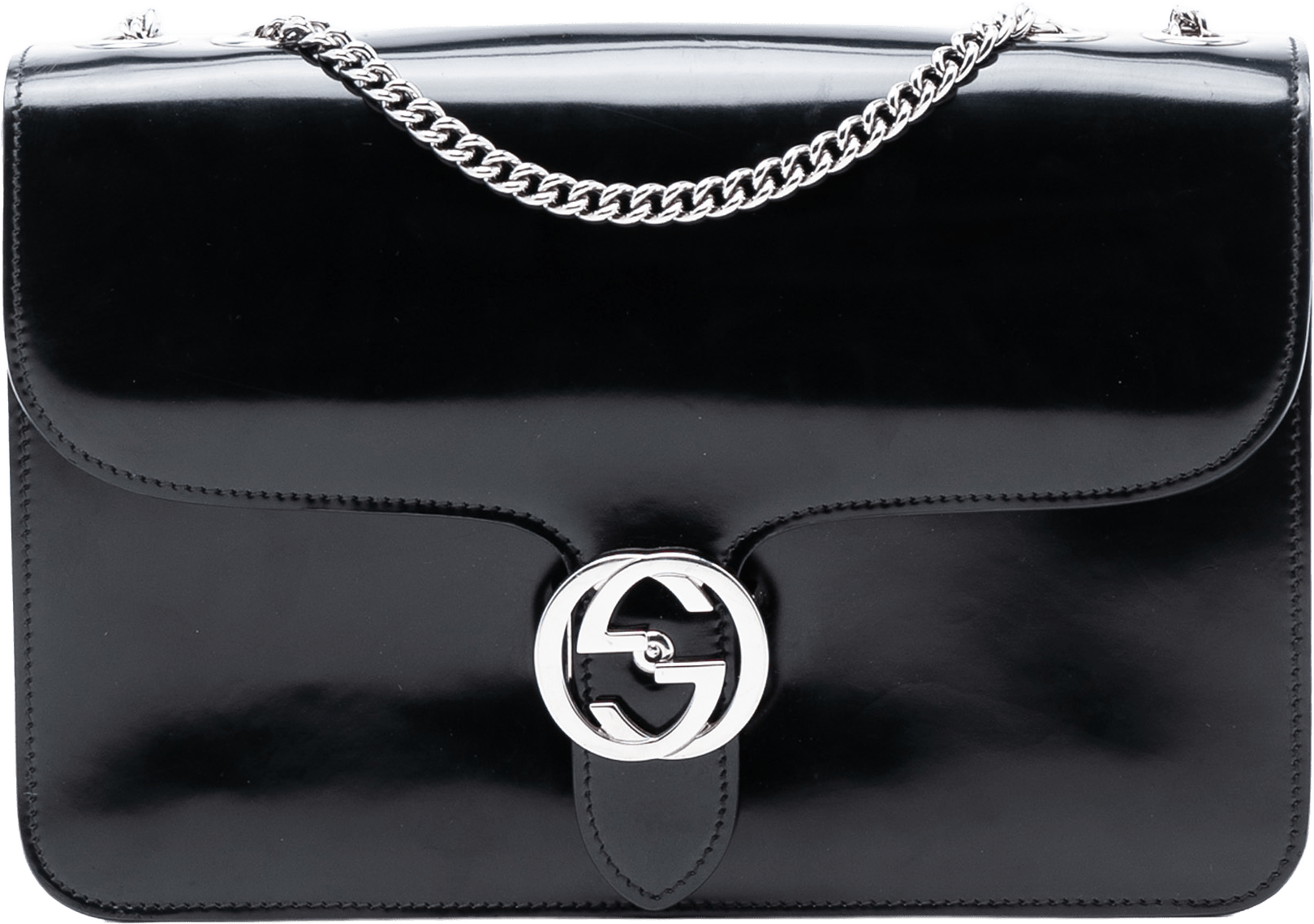 Gucci Medium Polished Calfskin Dollar Interlocking G Crossbody, från Luxclusif, i färgen black.