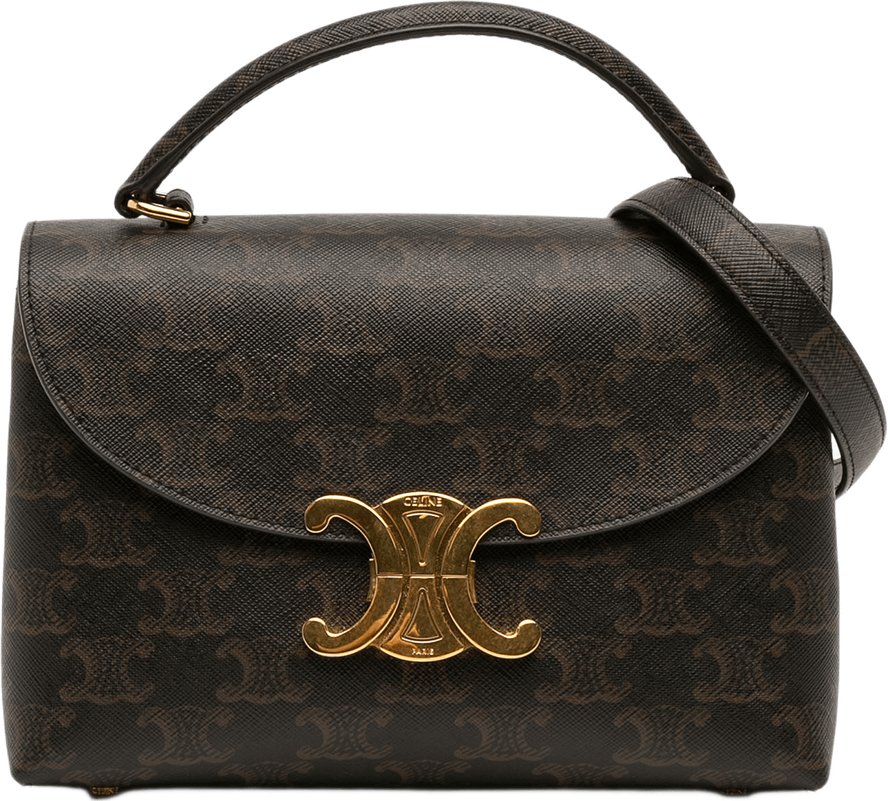 Celine Teen Triomphe Coated Canvas Nino Bag, från Luxclusif, i färgen brun.