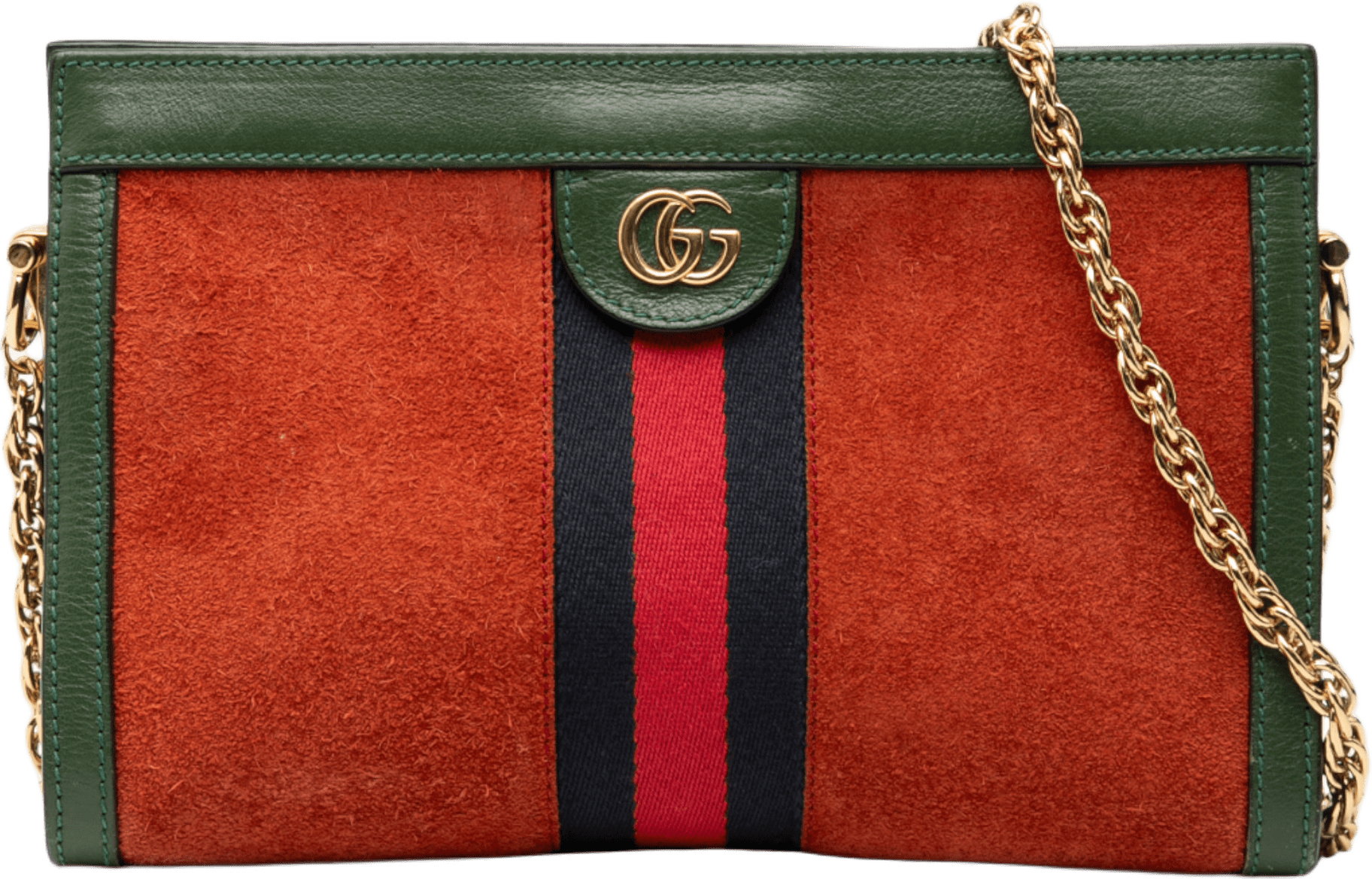 Gucci Small Suede Ophidia Chain Crossbody, från Luxclusif, i färgen dark orange.