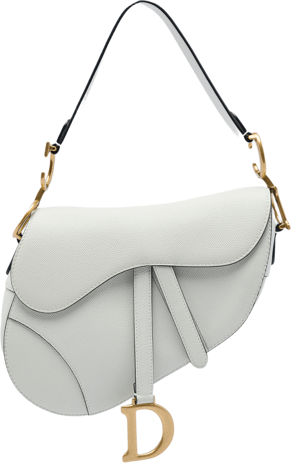 Dior Grained Calfskin Saddle Bag, från Luxclusif, i färgen vit.