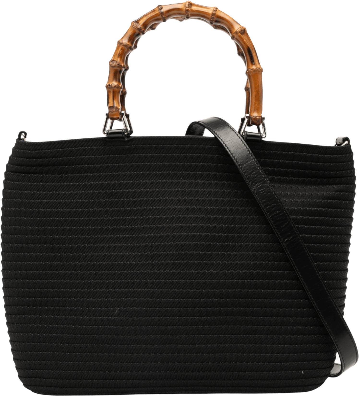 Gucci Nylon Bamboo Satchel, från Luxclusif, i färgen black.