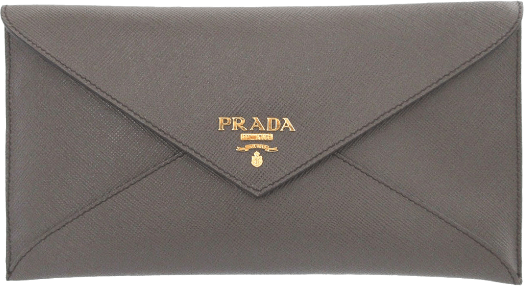 Prada Saffiano Envelope Clutch, från Luxclusif, i färgen dark gray.