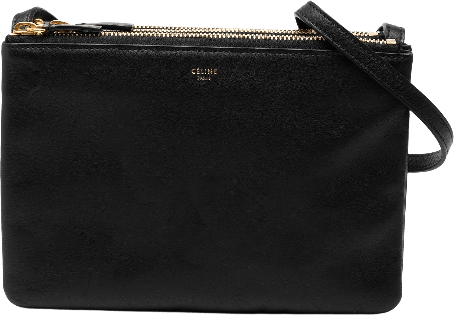 Celine Small Lambskin Trio Crossbody, från Luxclusif, i färgen black.