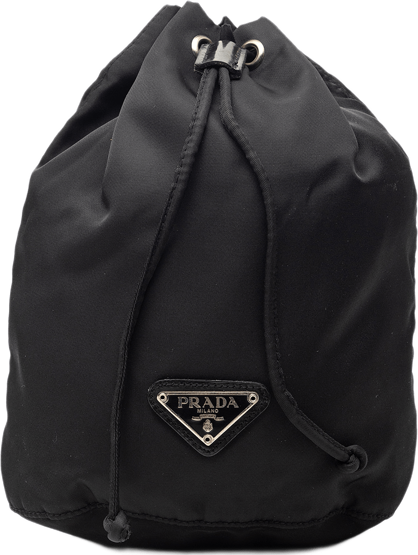Prada Tessuto Drawstring Pouch, från Luxclusif, i färgen black.