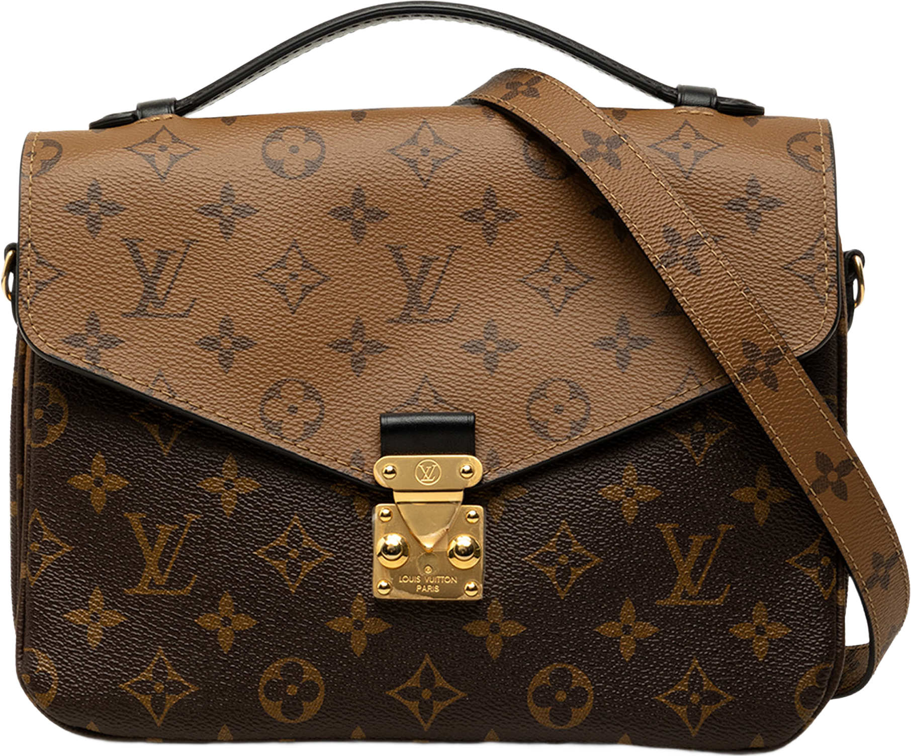 Louis Vuitton Monogram Reverse Pochette Metis, från Luxclusif, i färgen brun.