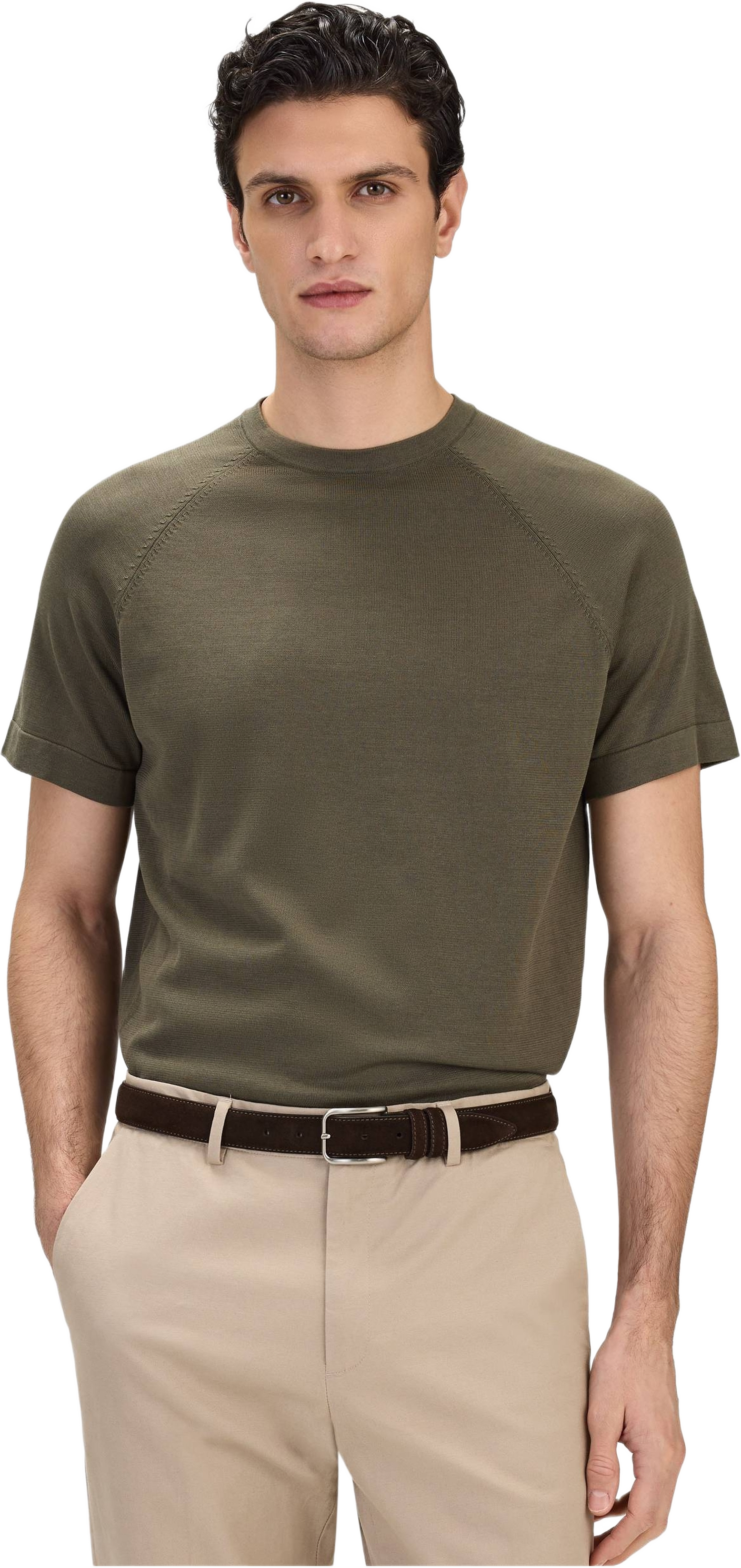 Cotton Silk Raglan Tee (ragnar), från John Henric, i färgen green.