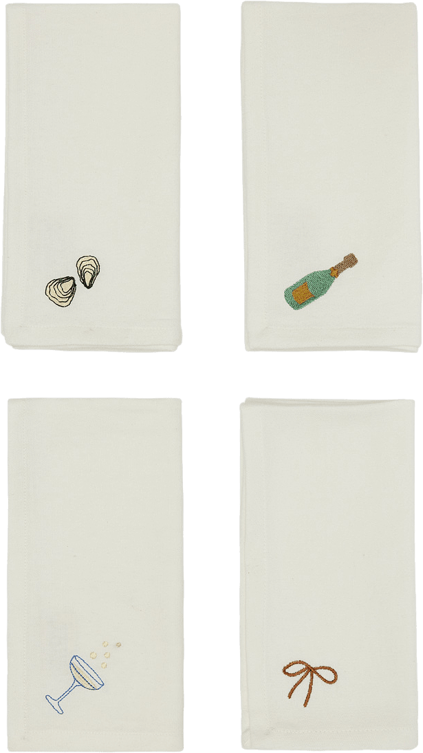 New Year Napkin - Pack Of 4, från OYOY Living, i färgen offwhite.
