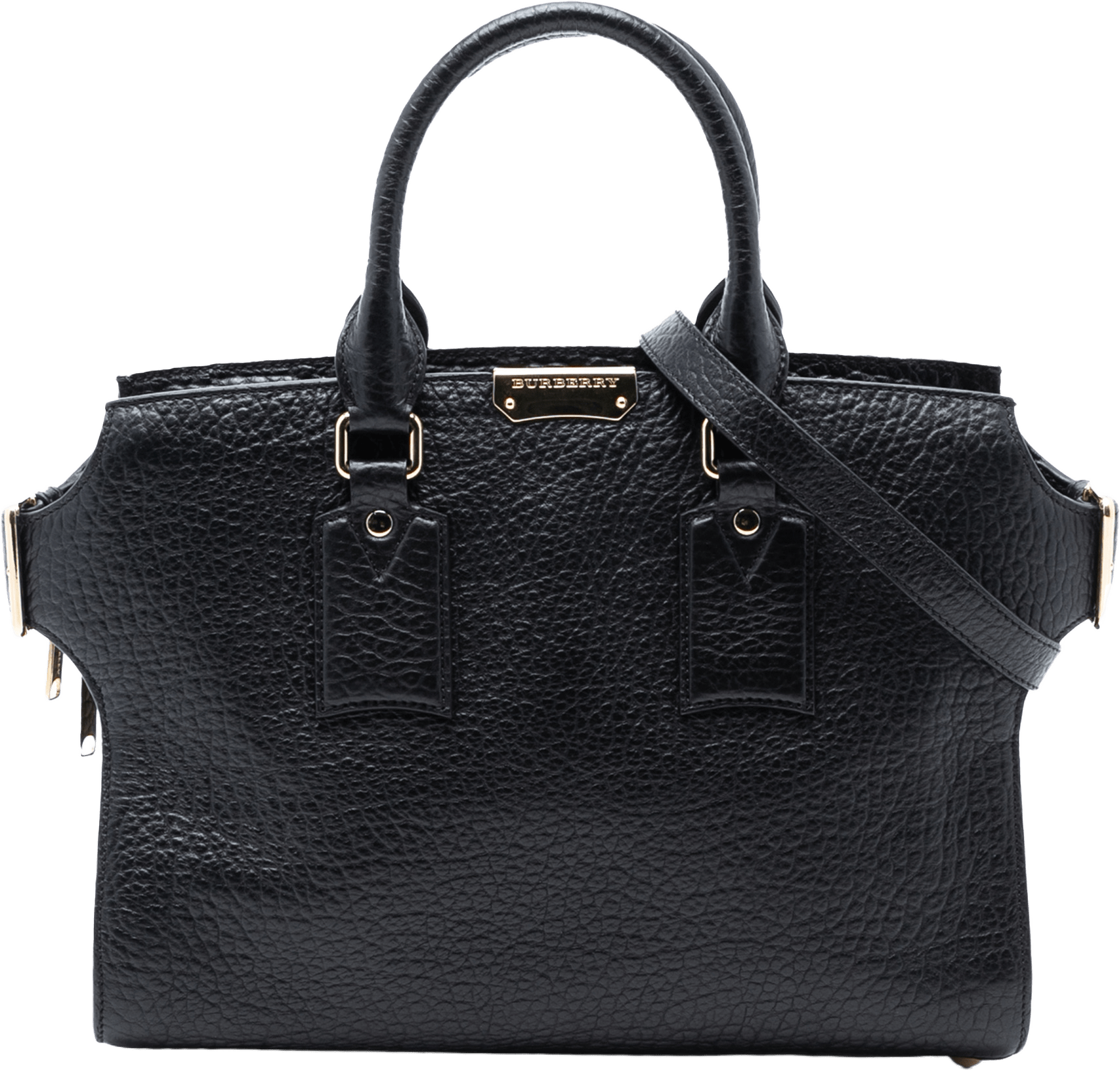 Burberry Medium Grained Leather Clifton Satchel, från Luxclusif, i färgen black.