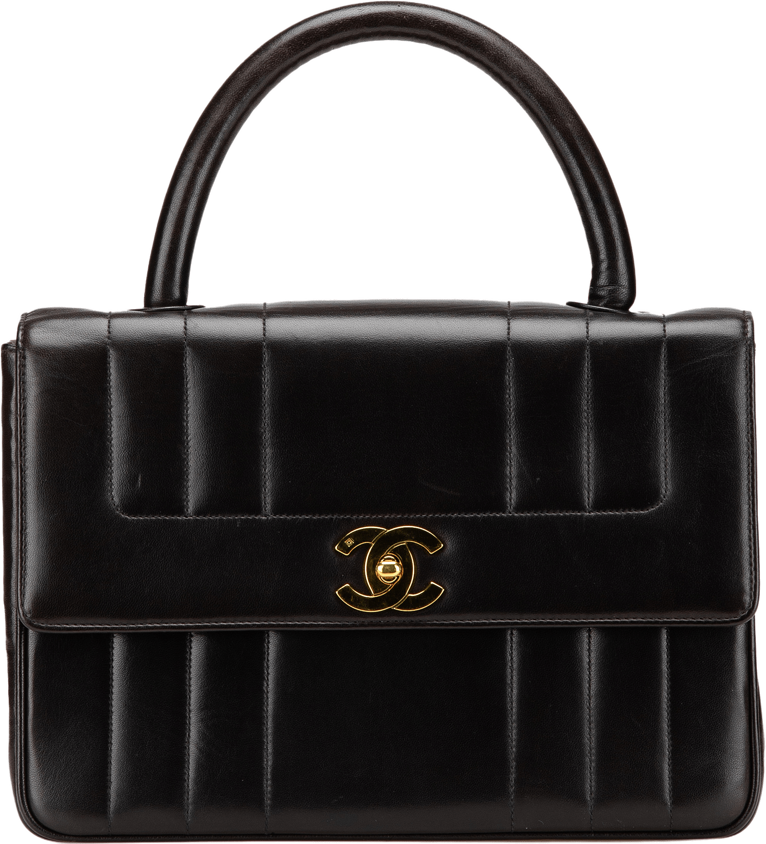 Chanel Lambskin Mademoiselle Kelly Top Handle Bag, från Luxclusif, i färgen black.