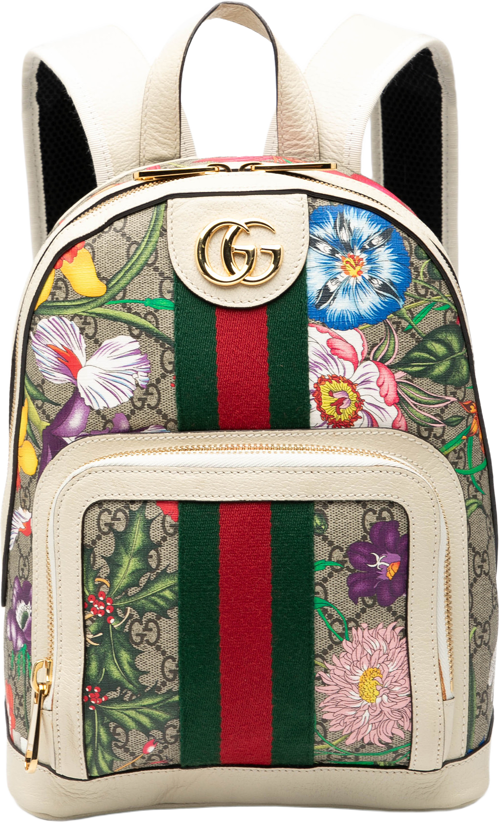 Gucci Small Gg Supreme Flora Ophidia Backpack, från Luxclusif, i färgen beige.
