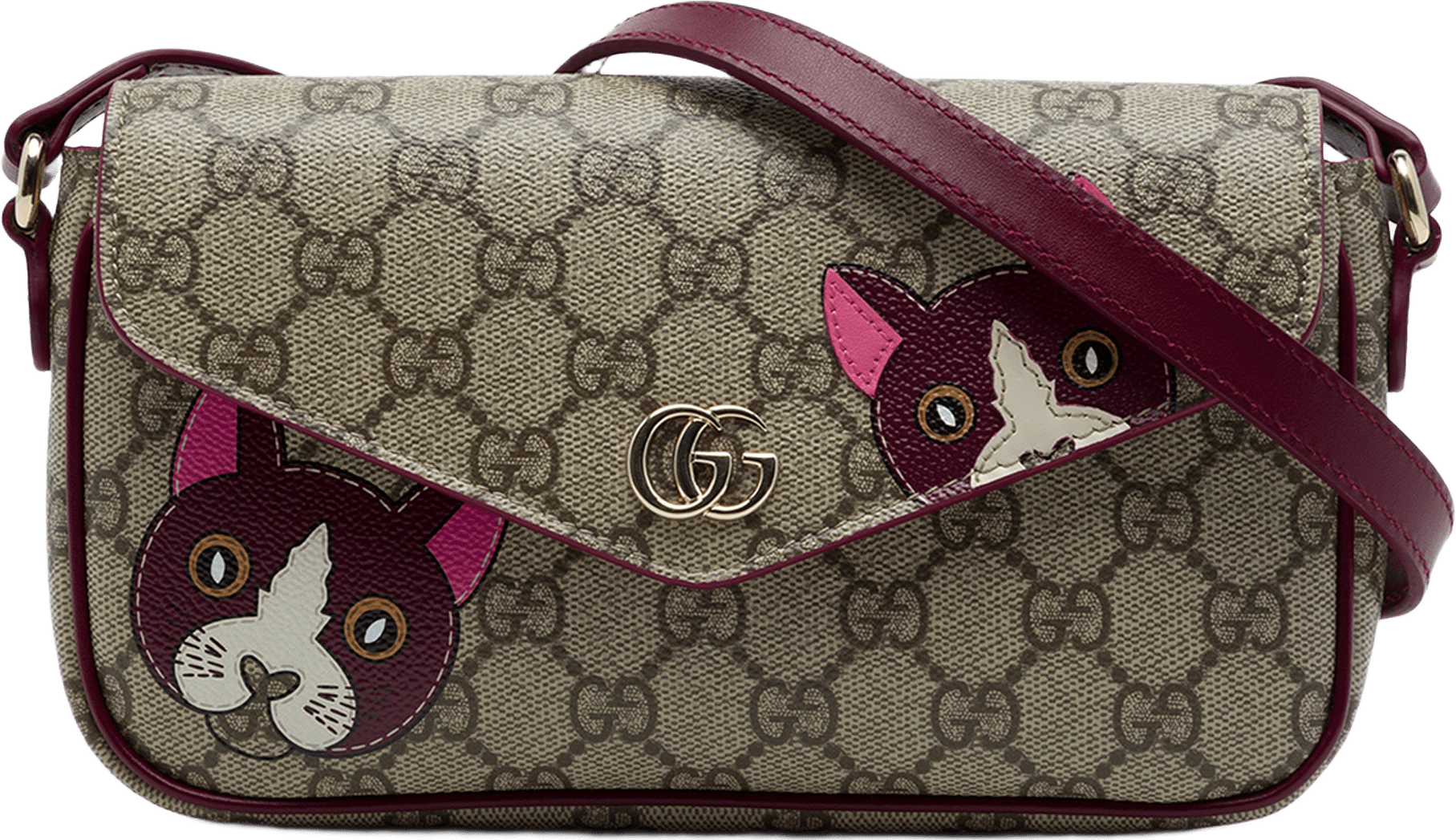 Gucci Gg Supreme Ophidia Cat Print Crossbody, från Luxclusif, i färgen beige.