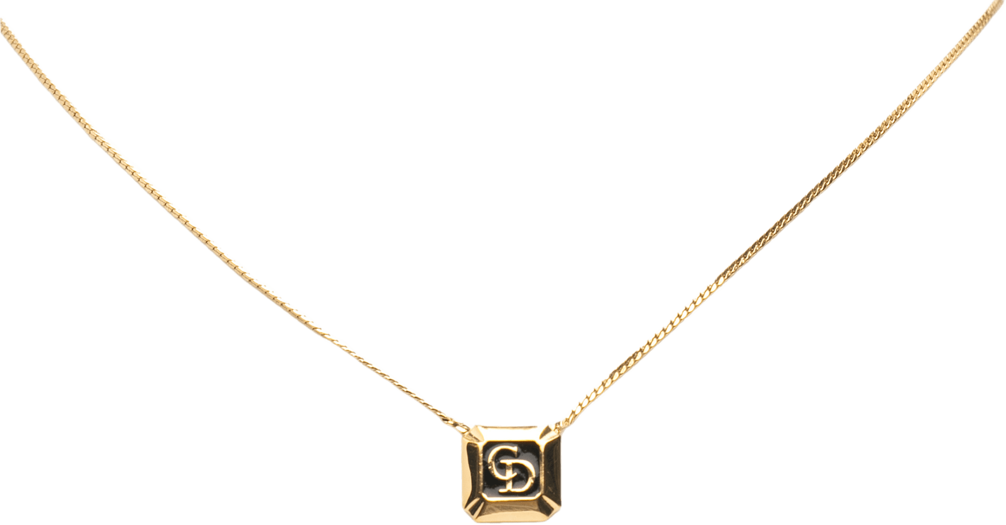 Dior Gold Plated Cd Logo Plate Pendant Necklace, från Luxclusif, i färgen gold.