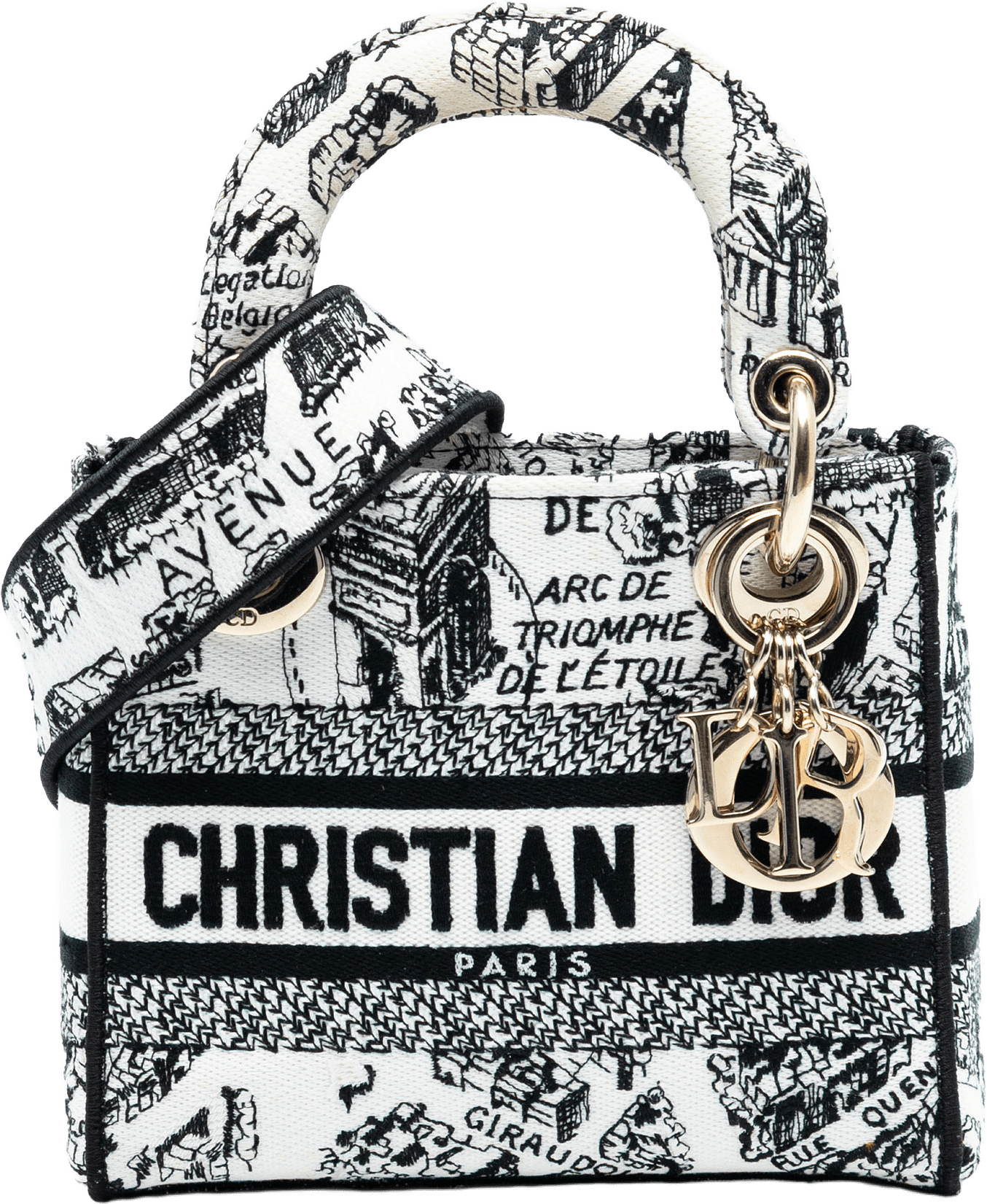 Dior Mini Embroidered Canvas Plan De Paris Lady D Lite, från Luxclusif, i färgen white.