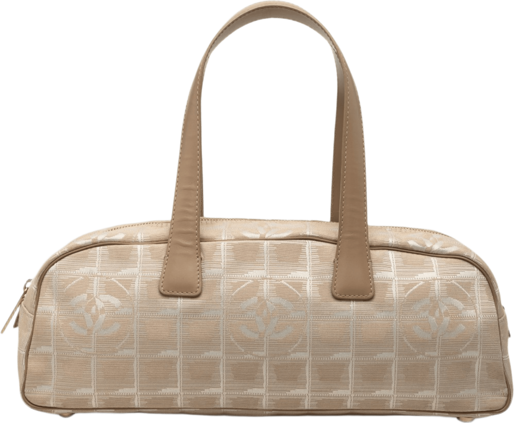 Chanel New Travel Line Nylon Handbag, från Luxclusif, i färgen beige.