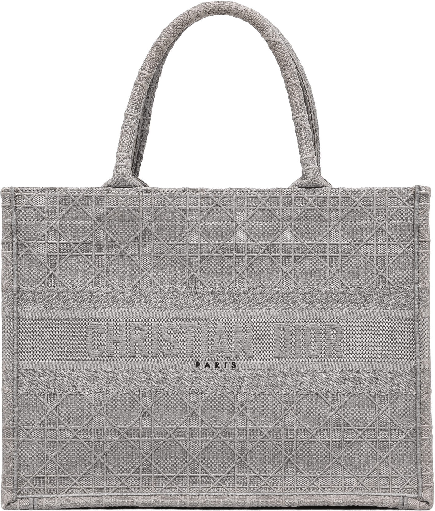 Dior Medium Cannage Embroidered Book Tote, från Luxclusif, i färgen gray.