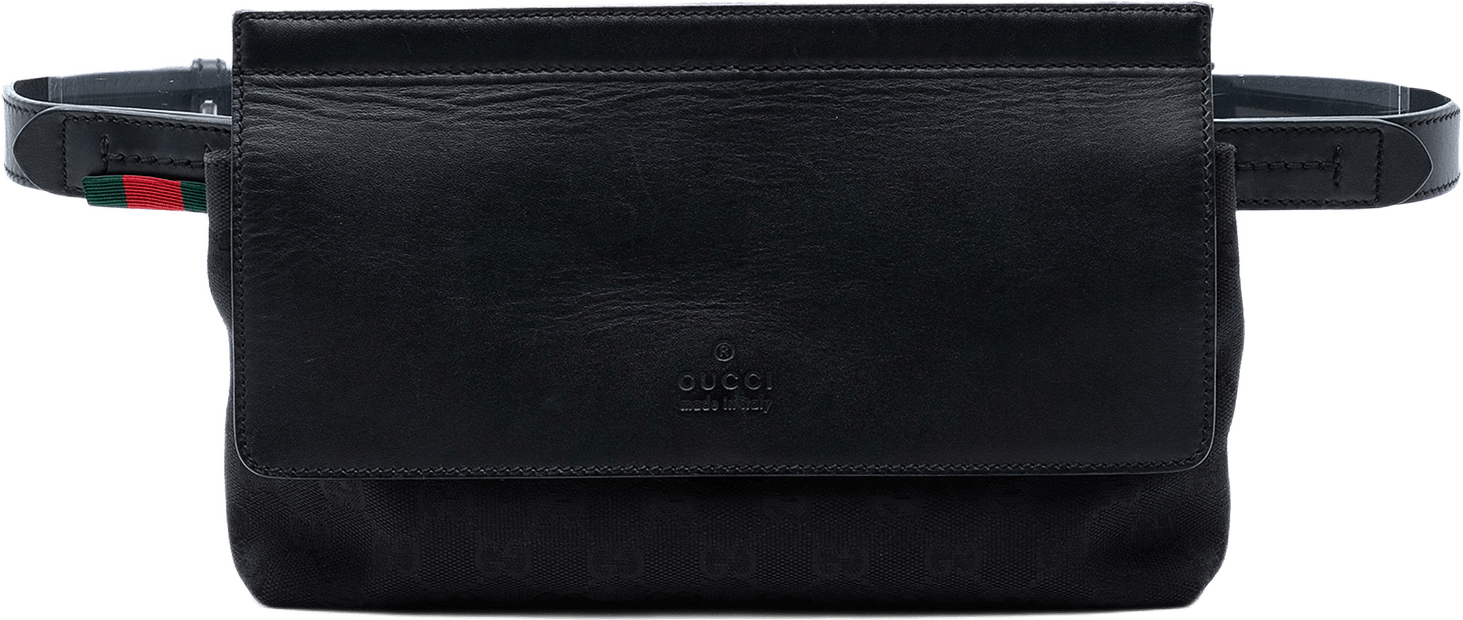 Gucci Gg Canvas And Leather Web Belt Bag, från Luxclusif, i färgen black.