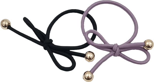 2 Pack Hårsnoddar Med Rosett, från Complement, i färgen purple.