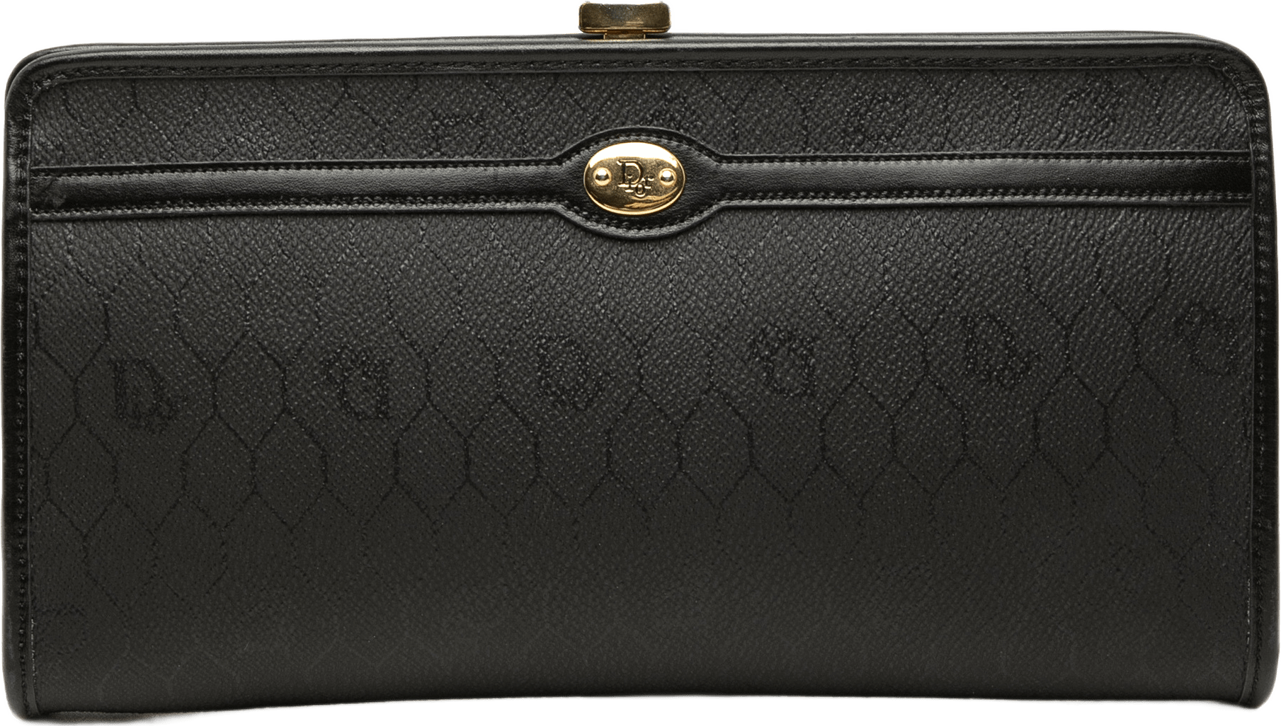Dior Honeycomb Coated Canvas Clutch, från Luxclusif, i färgen svart.
