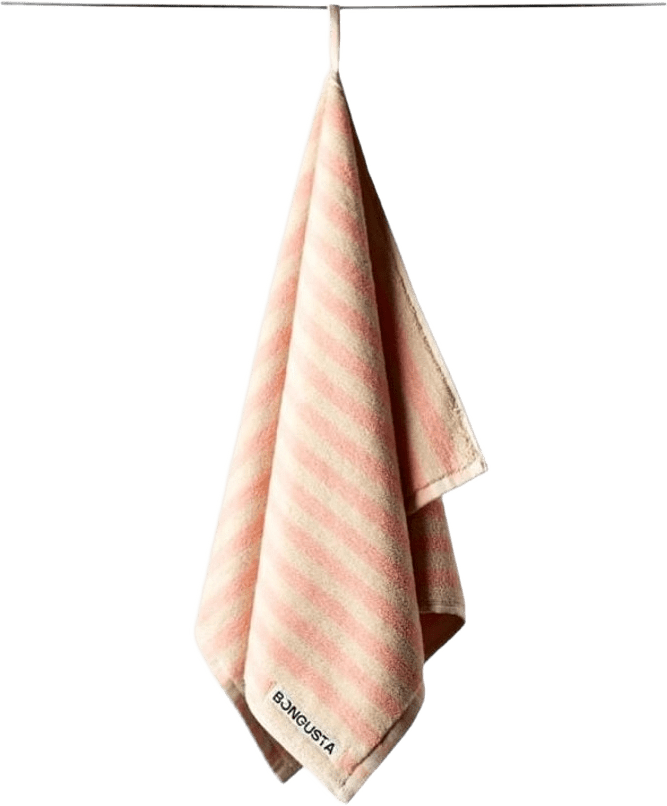 Handduk Naram 50 X 80cm, från Bongusta, i färgen rosa/creme.