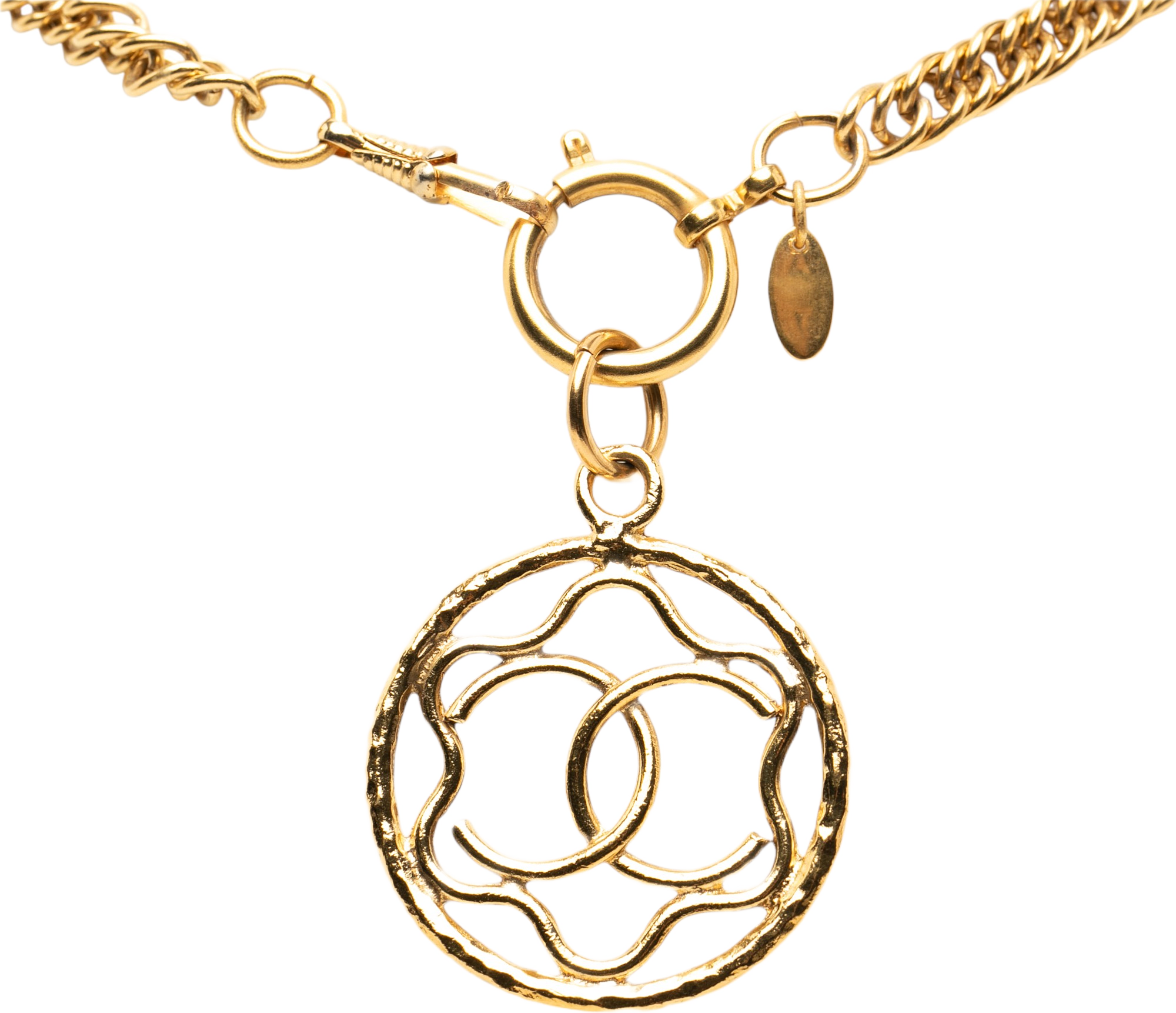 Chanel Cc Gold Plated Encircled Flower Pendant Necklace, från Luxclusif, i färgen gold.