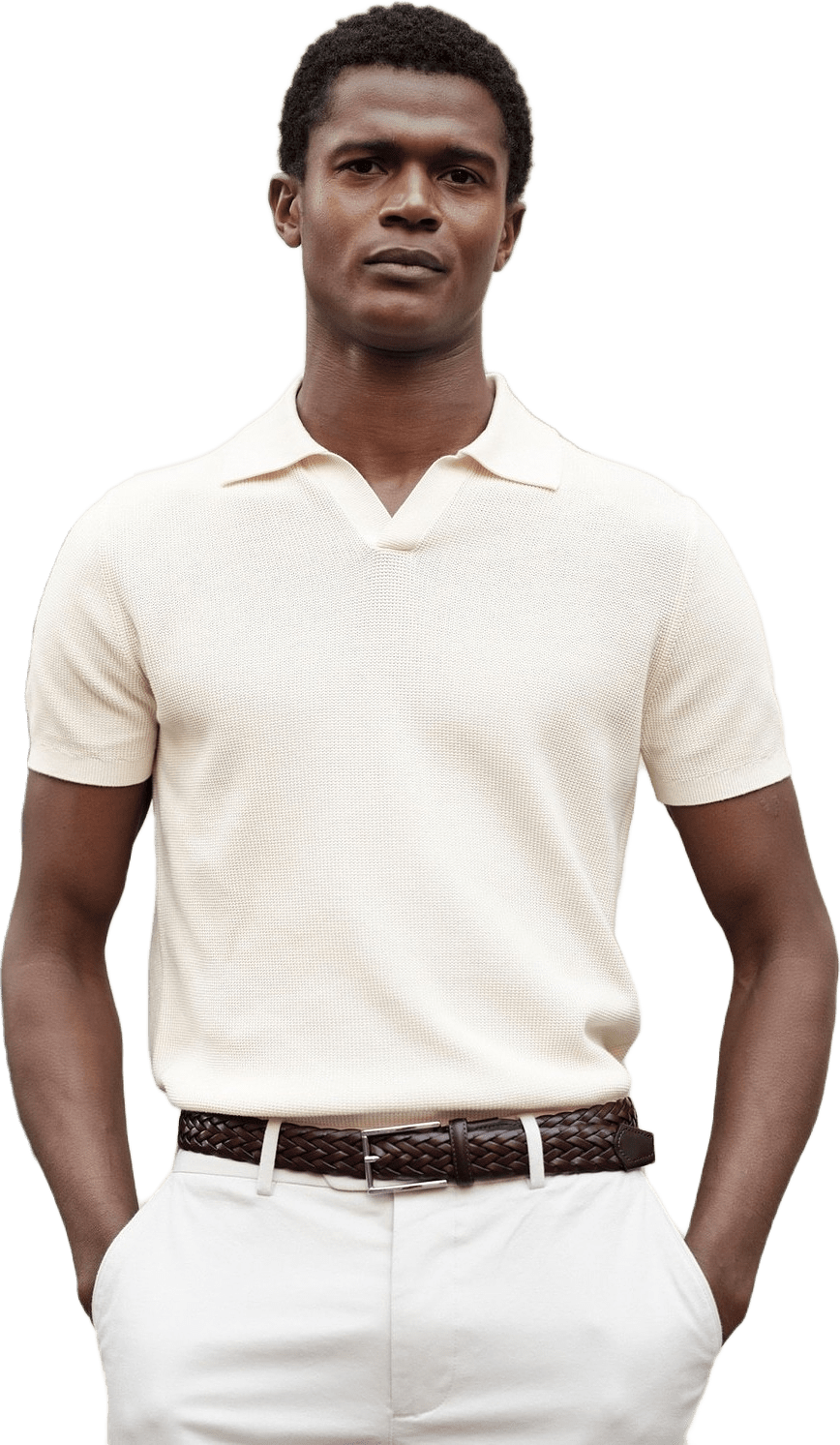 Cotton Texture Knitted Ss Polo Sweater (pascal)