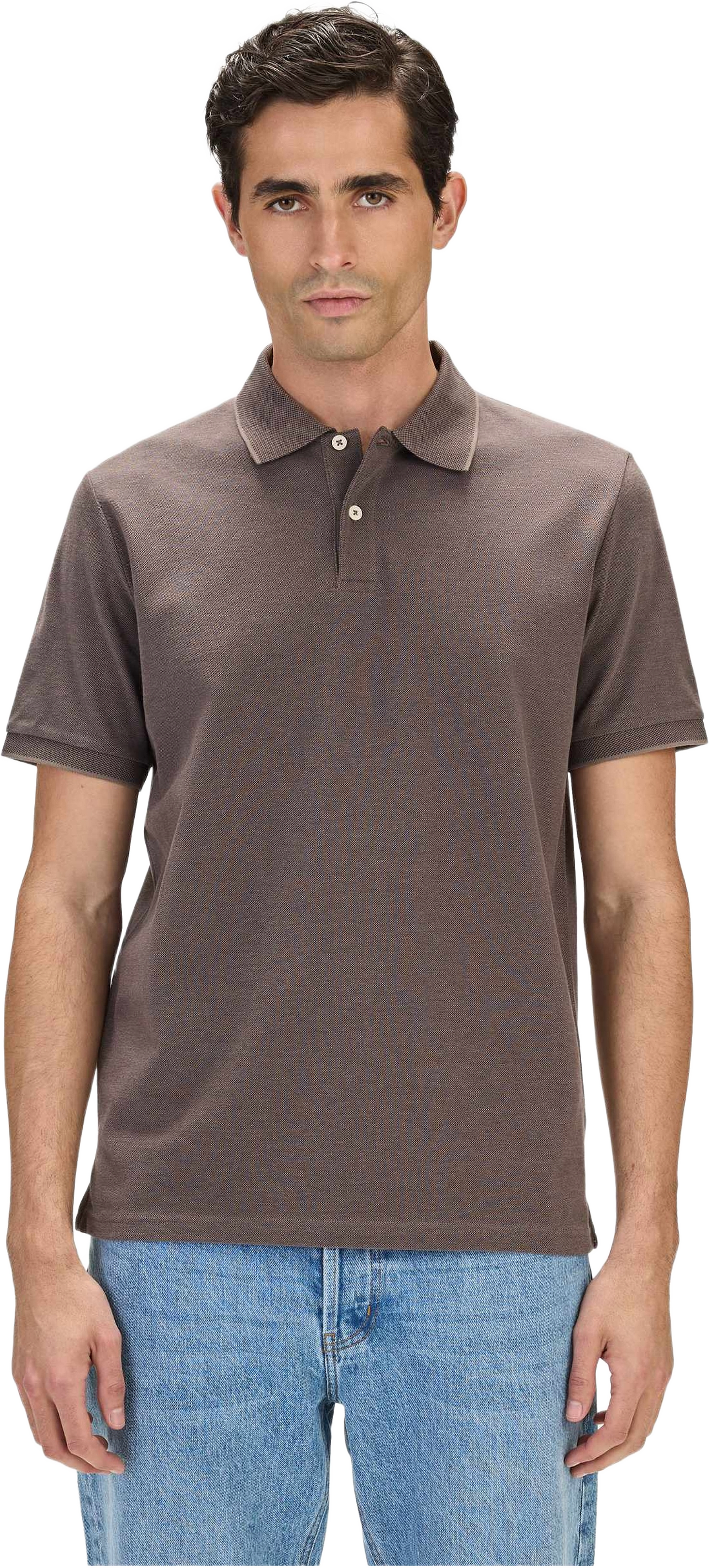 Cotton S/s Jersey Polo (ove), från John Henric, i färgen brown.