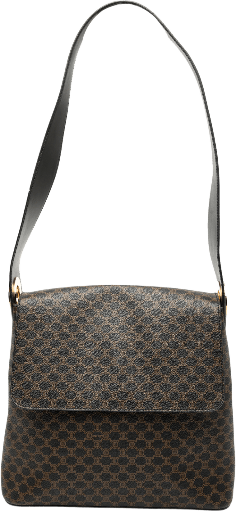 Celine Macadam Coated Canvas Shoulder Bag, från Luxclusif, i färgen dark brown.