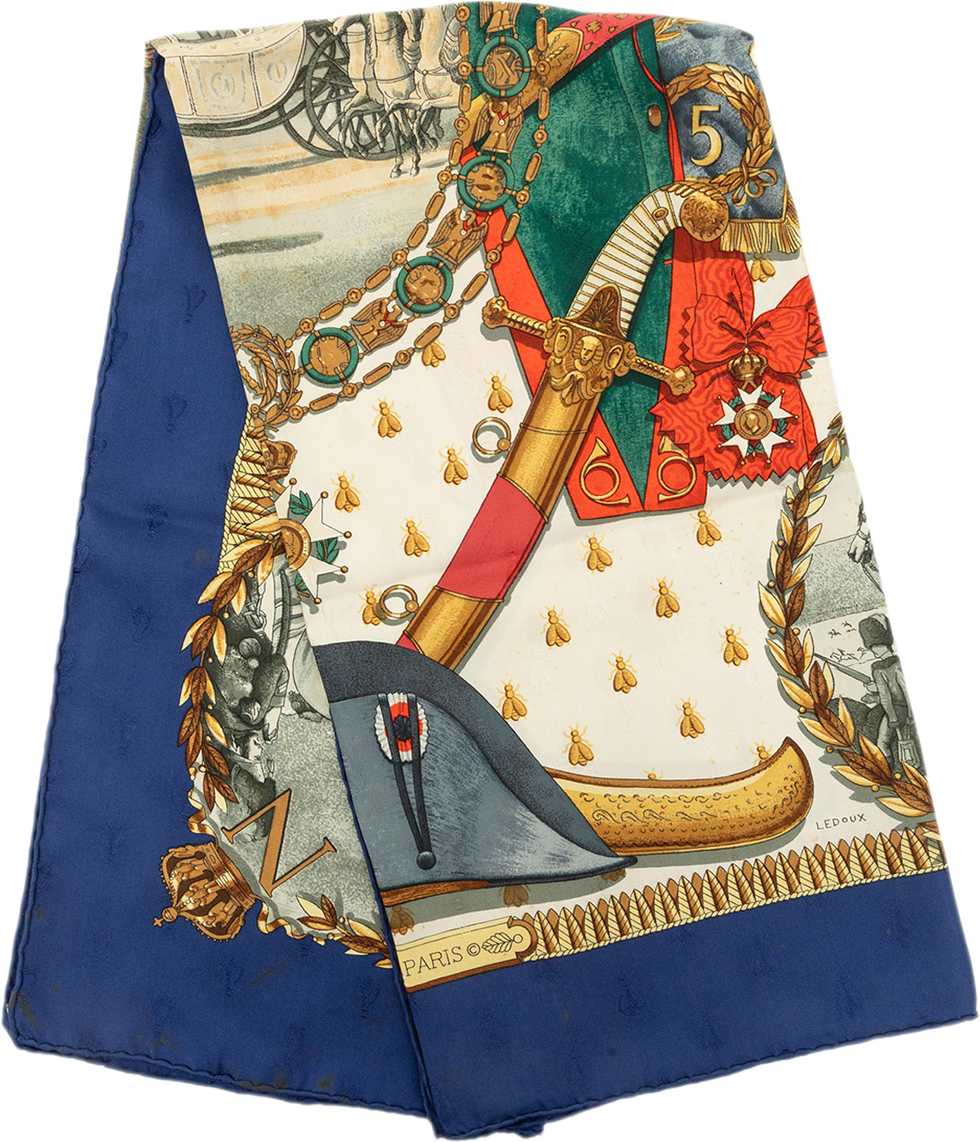 Hermès Napoleon Silk Scarf 90, från Luxclusif, i färgen blå.