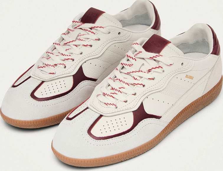 Tb.490 Rife Grain White Burgundy Leather Sneakers