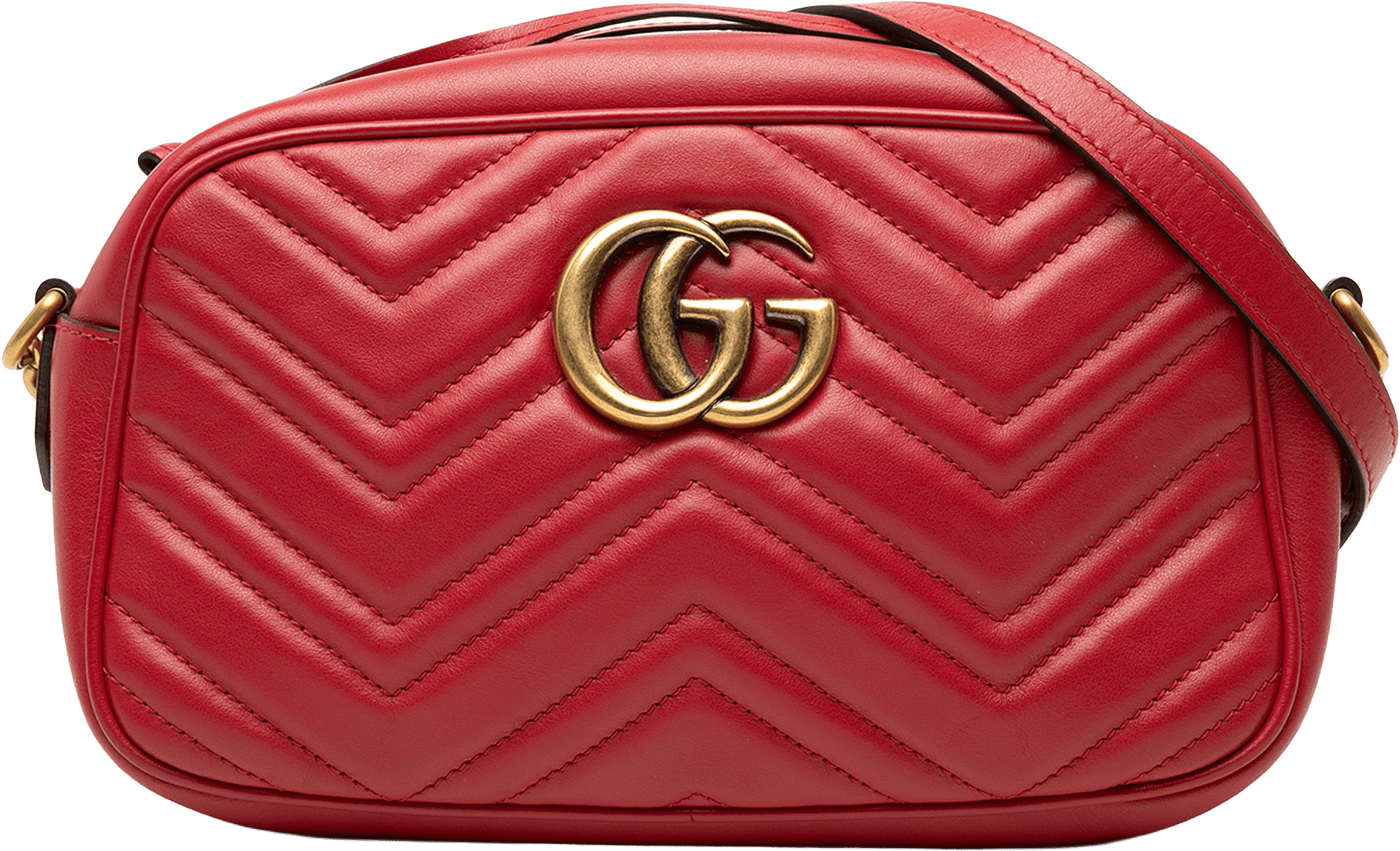 Gucci Small Gg Marmont Matelasse Leather Crossbody, från Luxclusif, i färgen red.