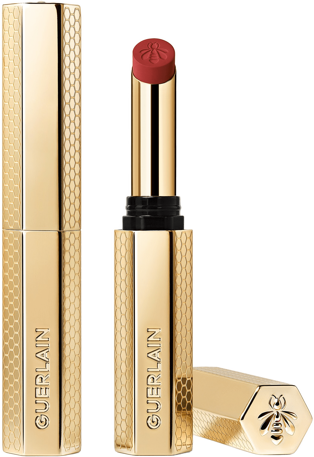 KissKiss Honey-Infused Intense Lipstick, från Guerlain, i färgen Brick Red.