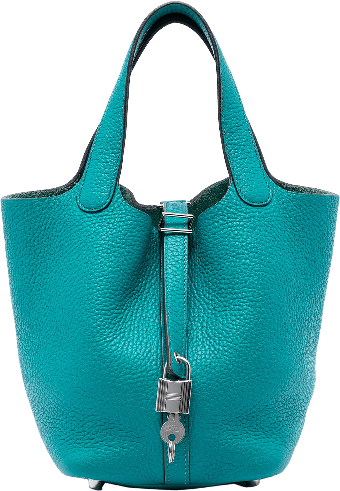 Hermès Clemence Picotin Lock 18, från Luxclusif, i färgen peacock.