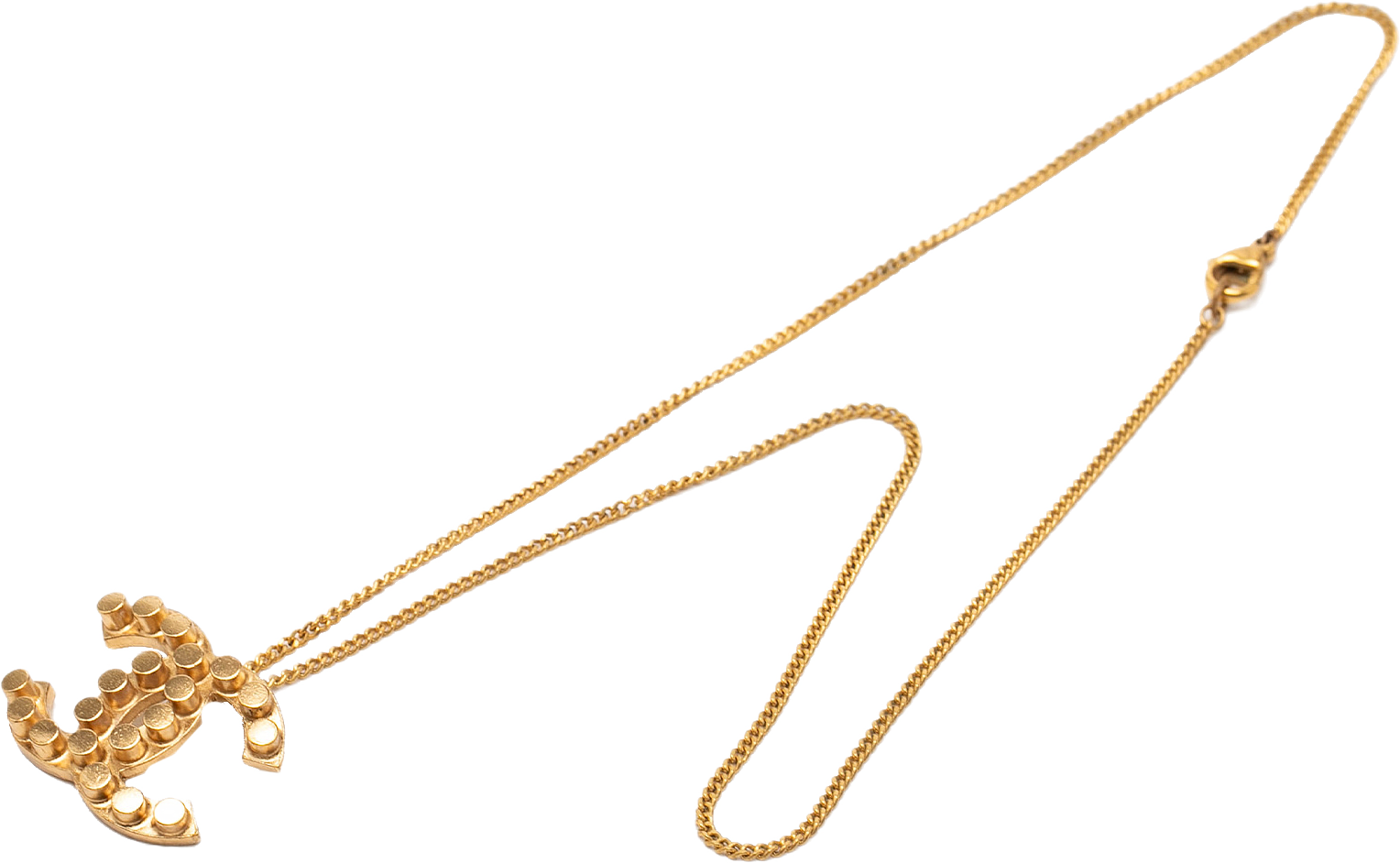 Chanel Cc Gold Plated Studded Pendant Necklace, från Luxclusif, i färgen guld.