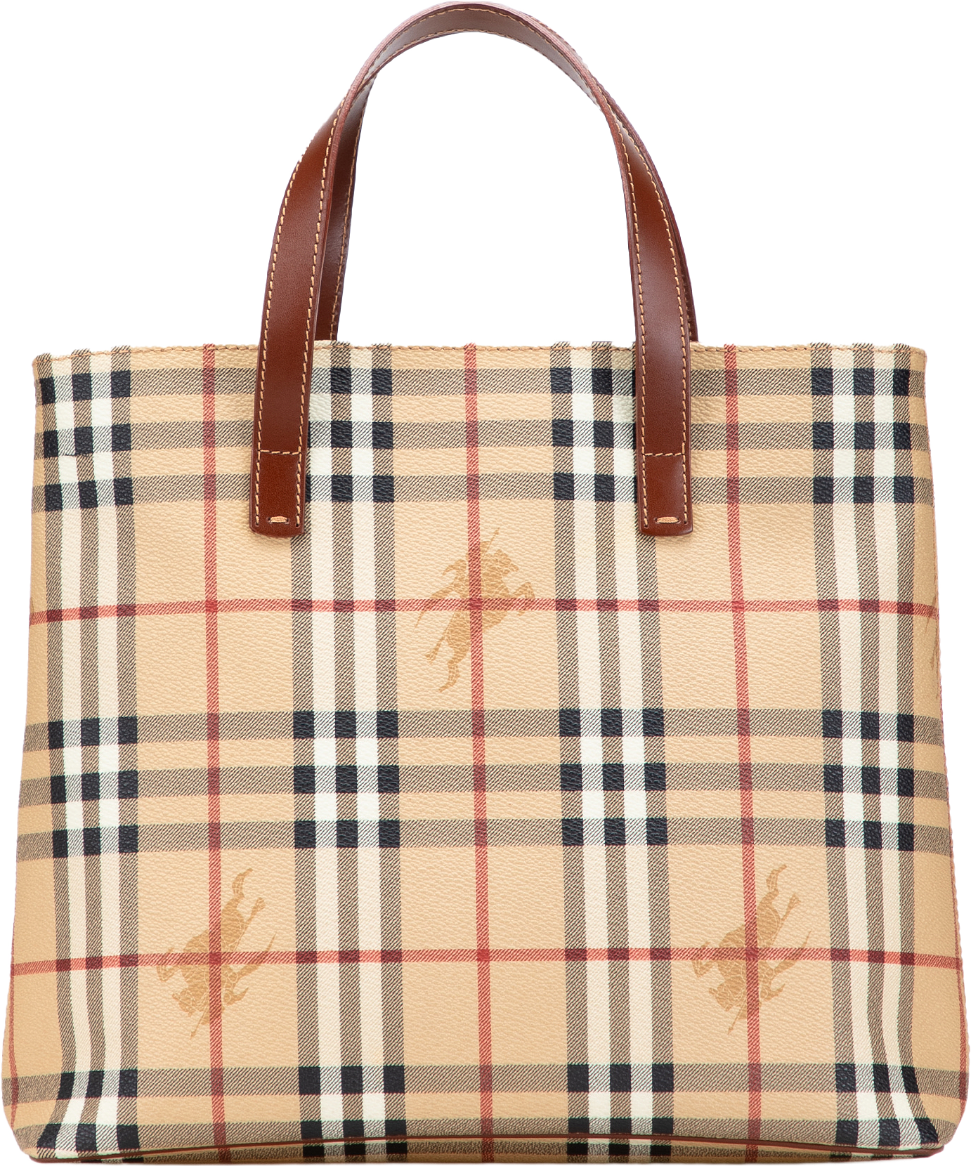 Burberry Haymarket Check Coated Canvas Tote, från Luxclusif, i färgen beige.