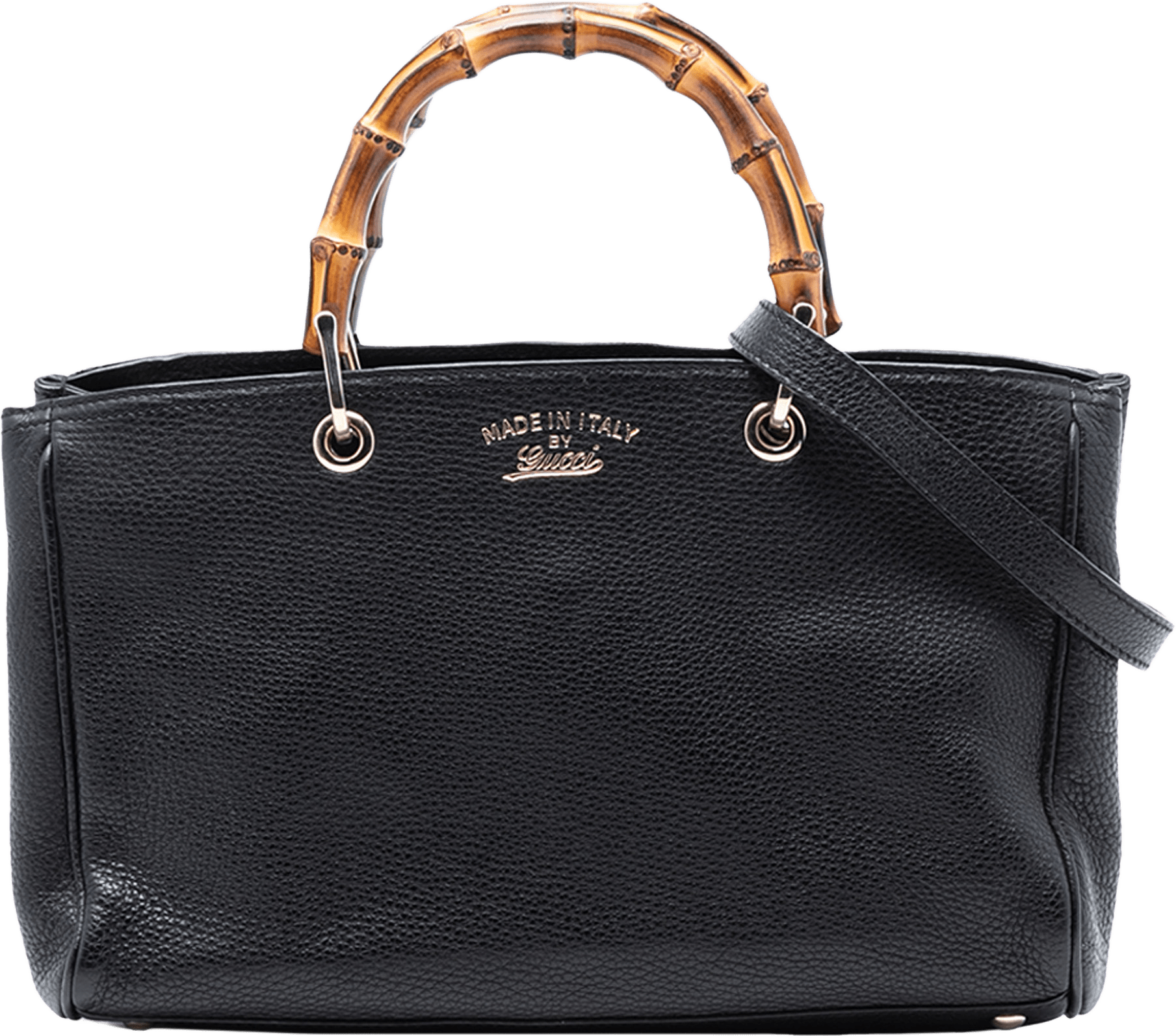 Gucci Medium Calfskin Bamboo Shopper Satchel, från Luxclusif, i färgen black.