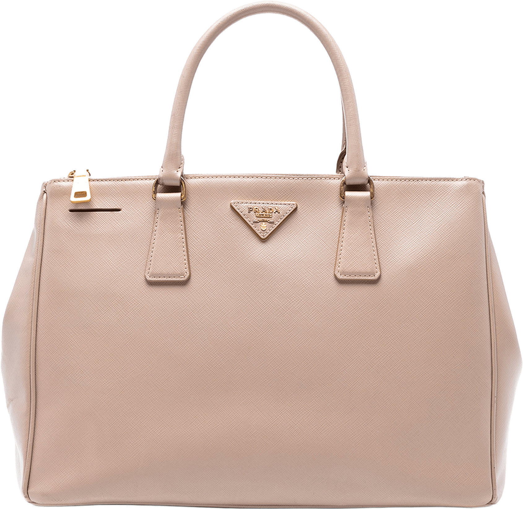 Prada Large Saffiano Lux Galleria Double Zip Tote, från Luxclusif, i färgen nude.