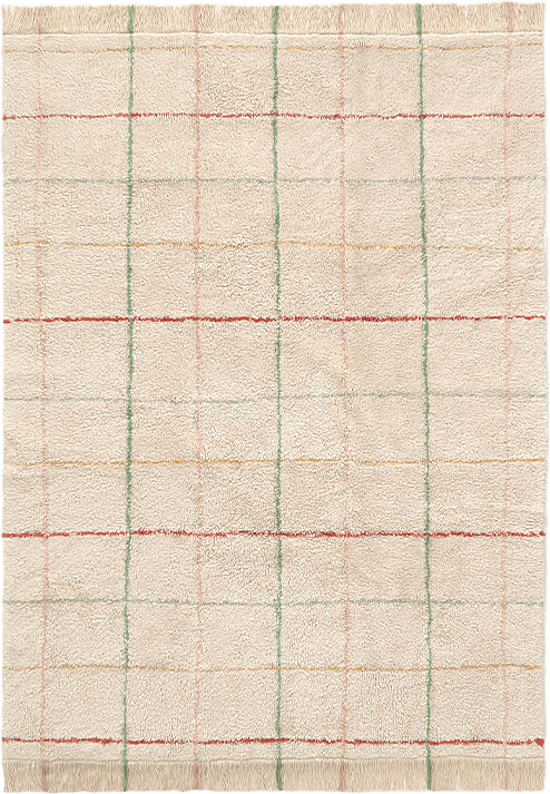 Tvättbar Matta Färgade Linjer, från LORENA CANALS, i färgen natural, new teracota, whale blue, vintage nude, green eyes.