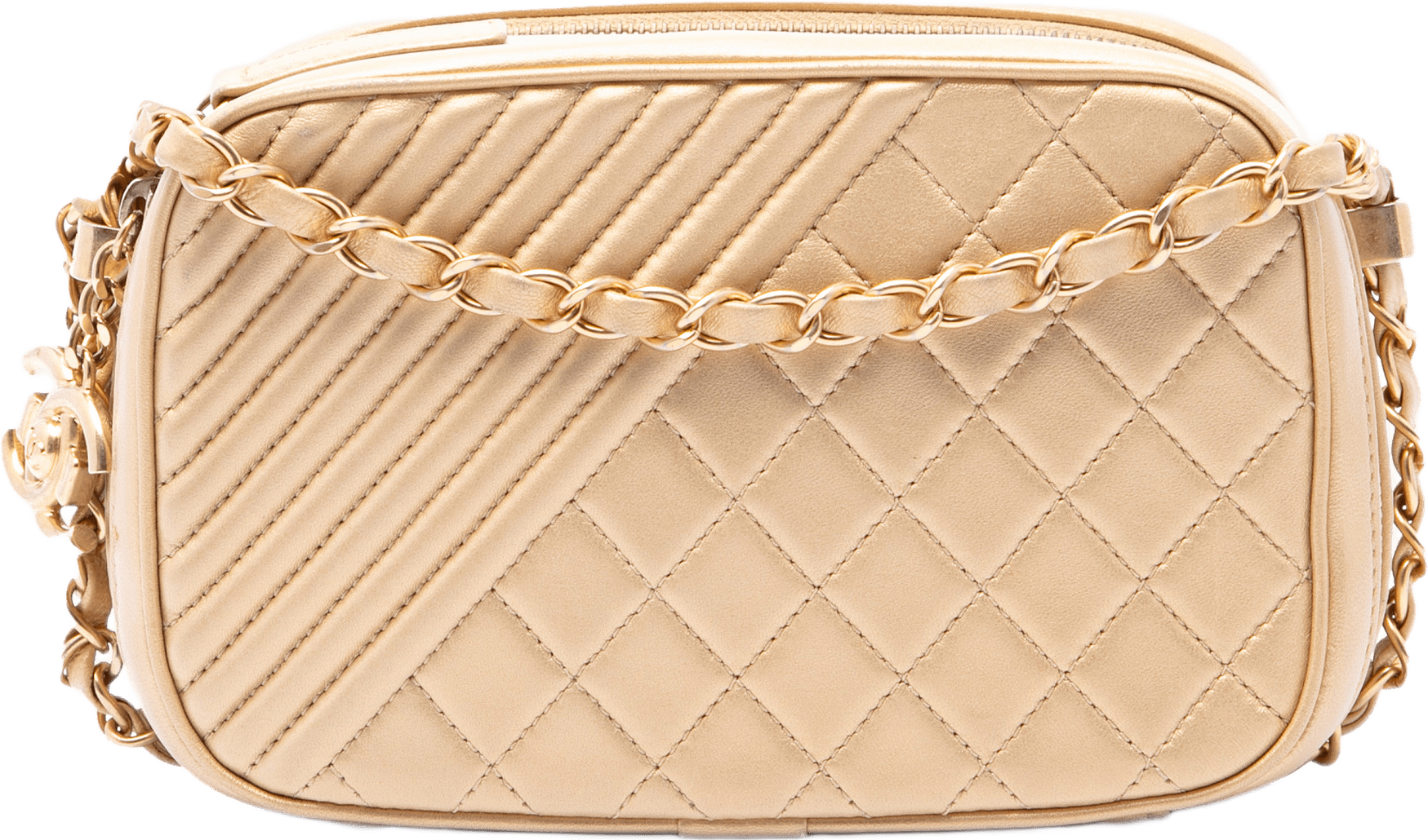 Chanel Small Quilted Lambskin Coco Boy Camera Bag, från Luxclusif, i färgen guld.