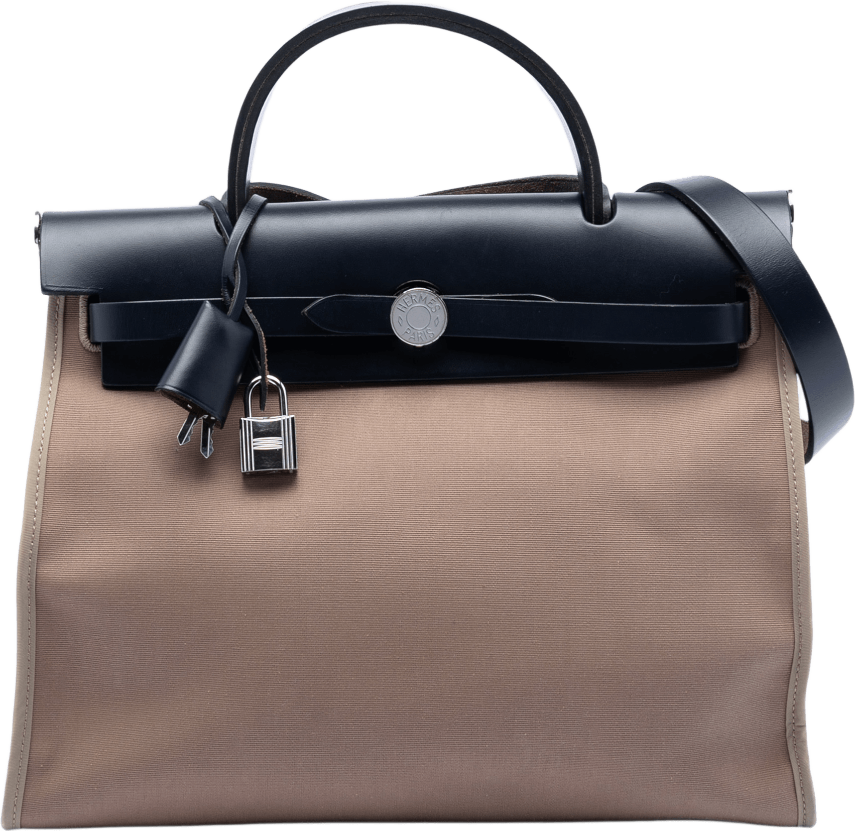 Hermès Toile Herbag Zip 31, från Luxclusif, i färgen light brown.
