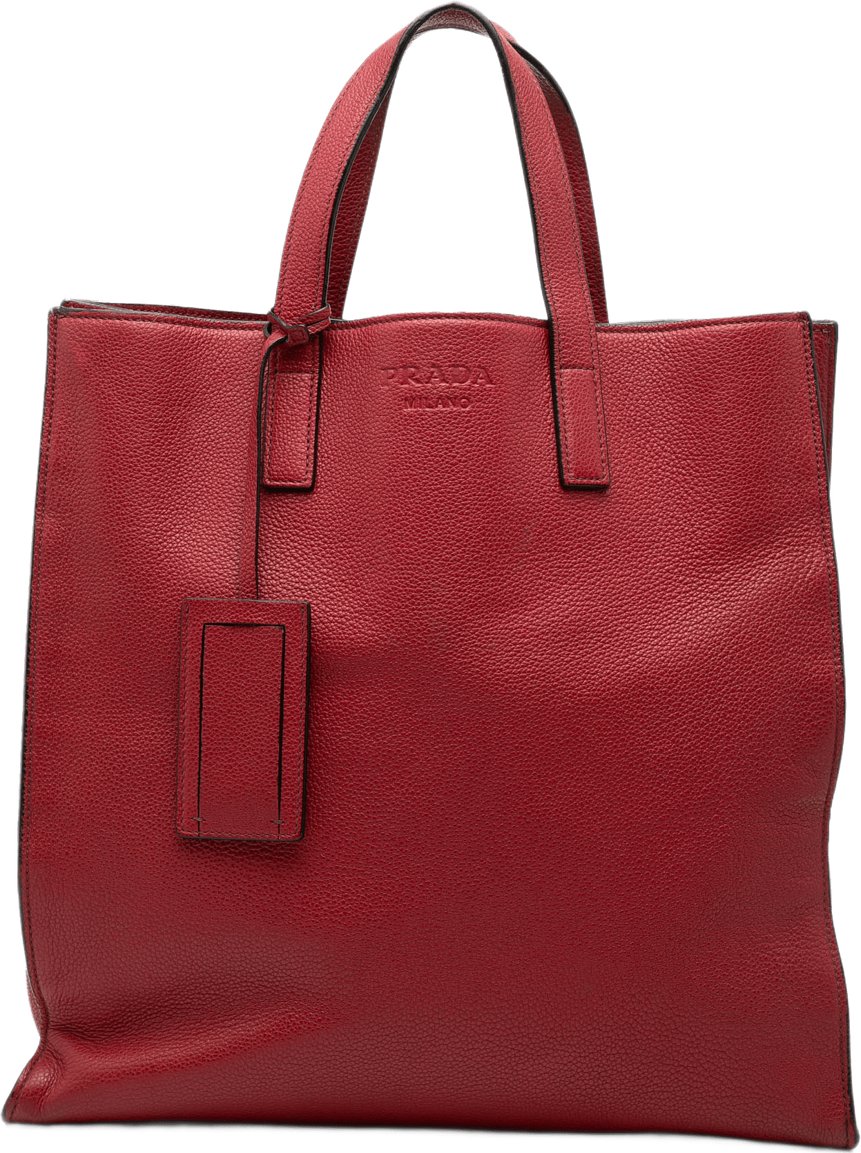 Prada Vitello Daino Convertible Shopper Tote, från Luxclusif, i färgen röd.
