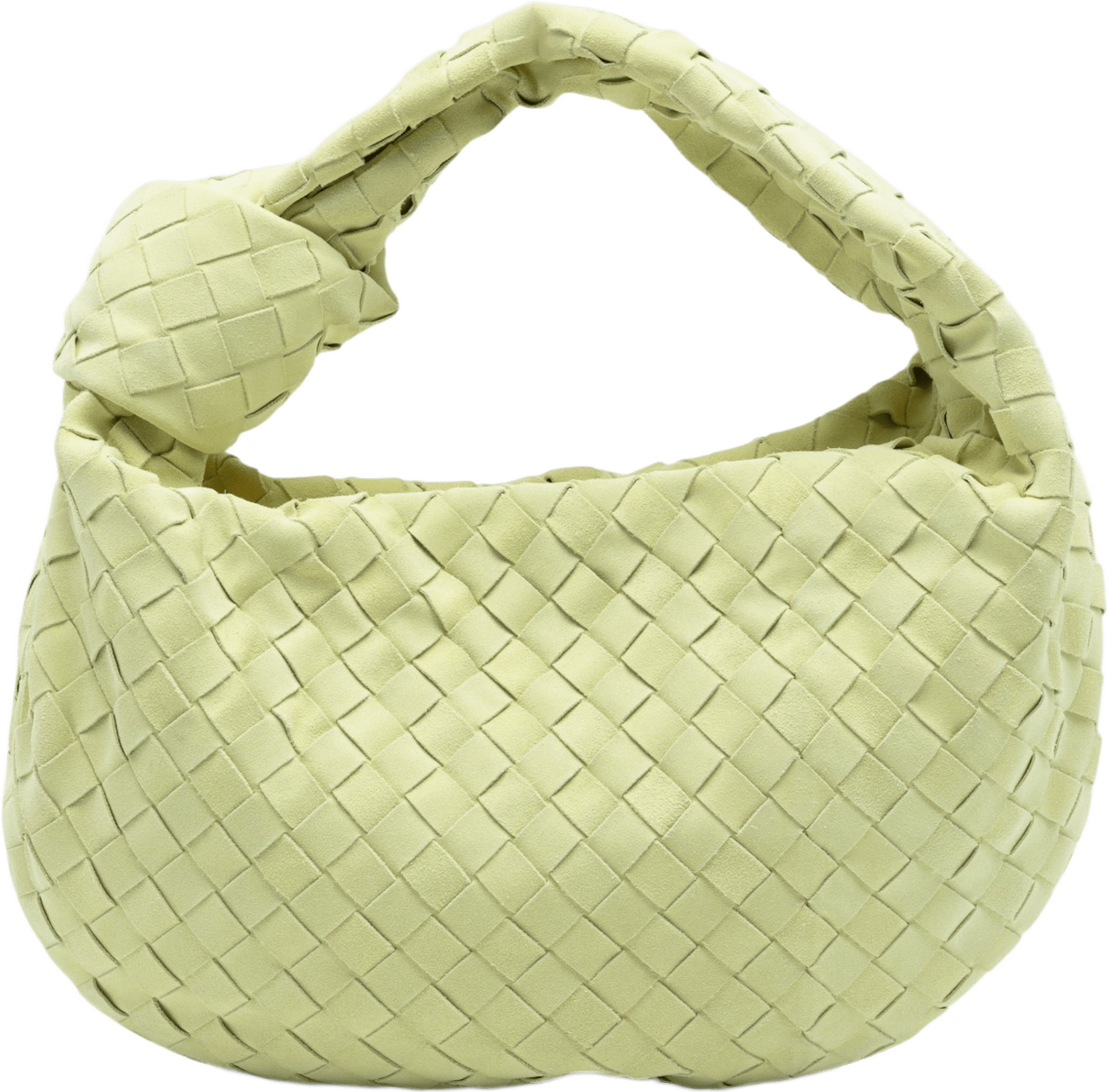 Bottega Veneta Teen Suede Intrecciato Jodie, från Luxclusif, i färgen light yellow.