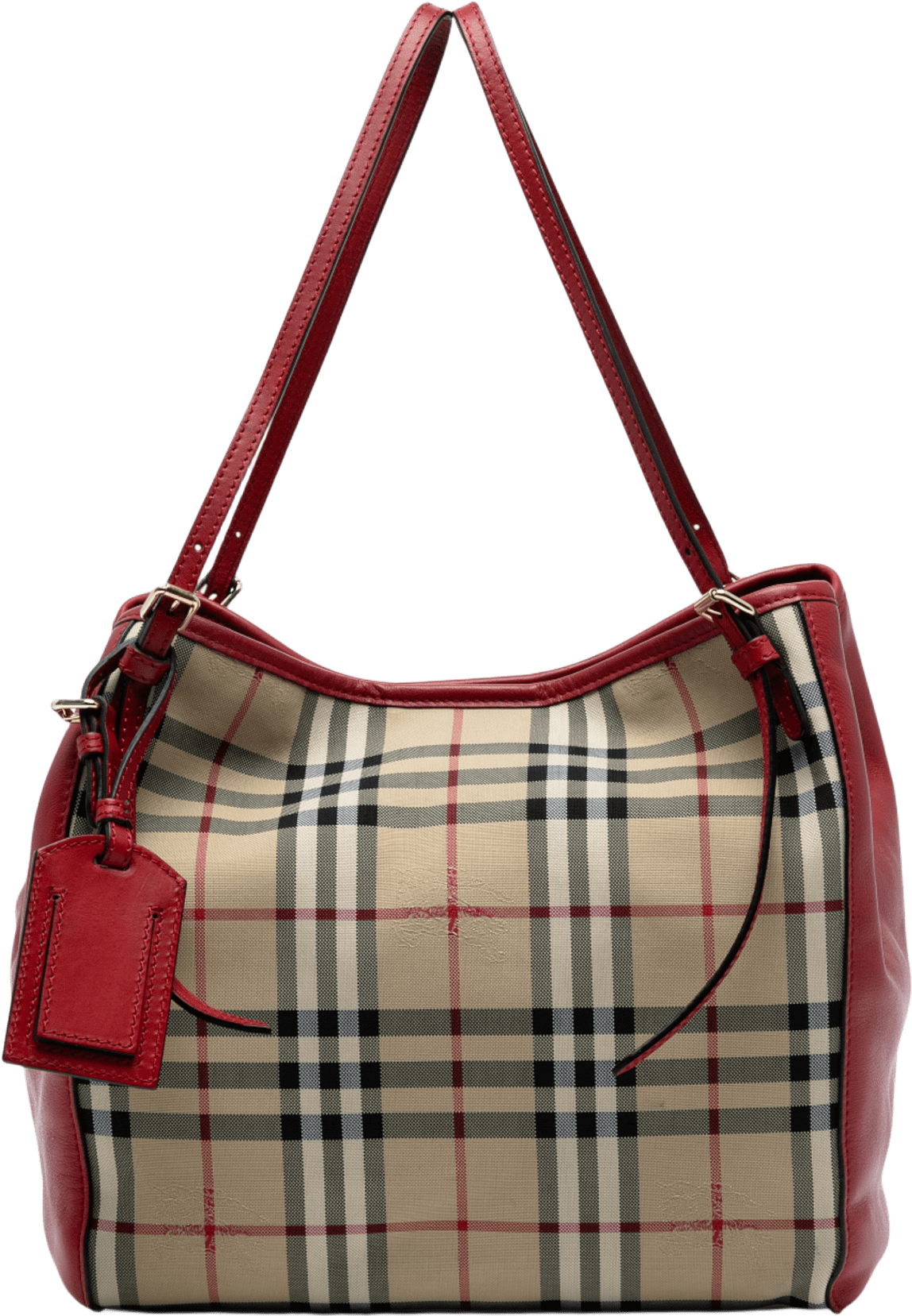 Burberry Small Haymarket Check Canvas And Leather Canterbury Tote, från Luxclusif, i färgen beige.