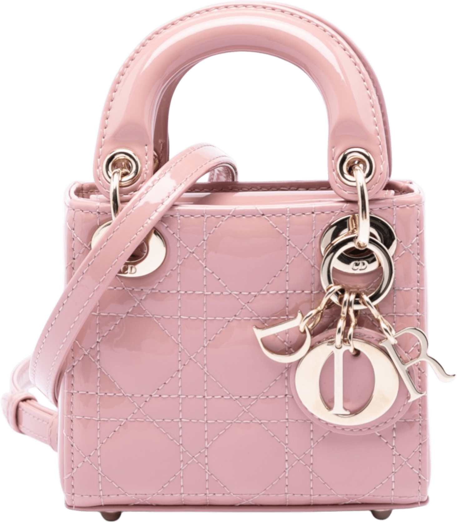 Dior Micro Patent Cannage Lady Dior, från Luxclusif, i färgen pink.