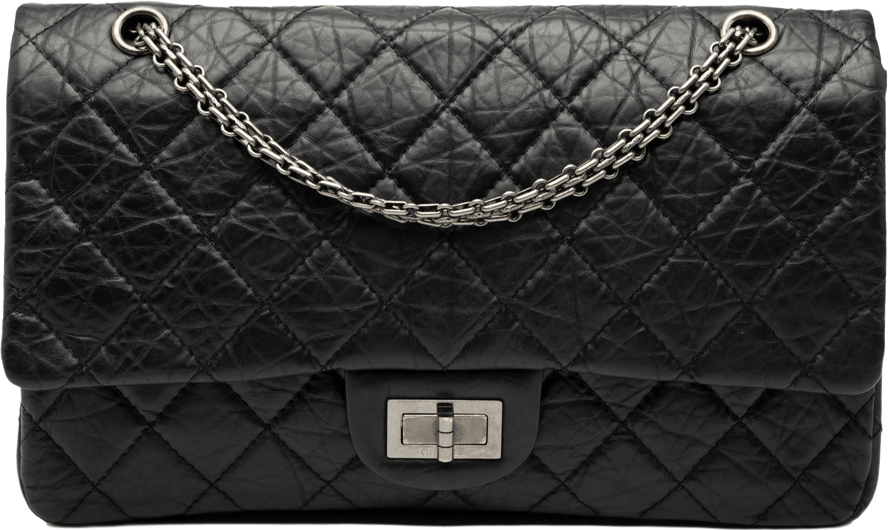 Chanel Quilted Aged Calfskin Reissue 2.55 Double Flap 227, från Luxclusif, i färgen black.
